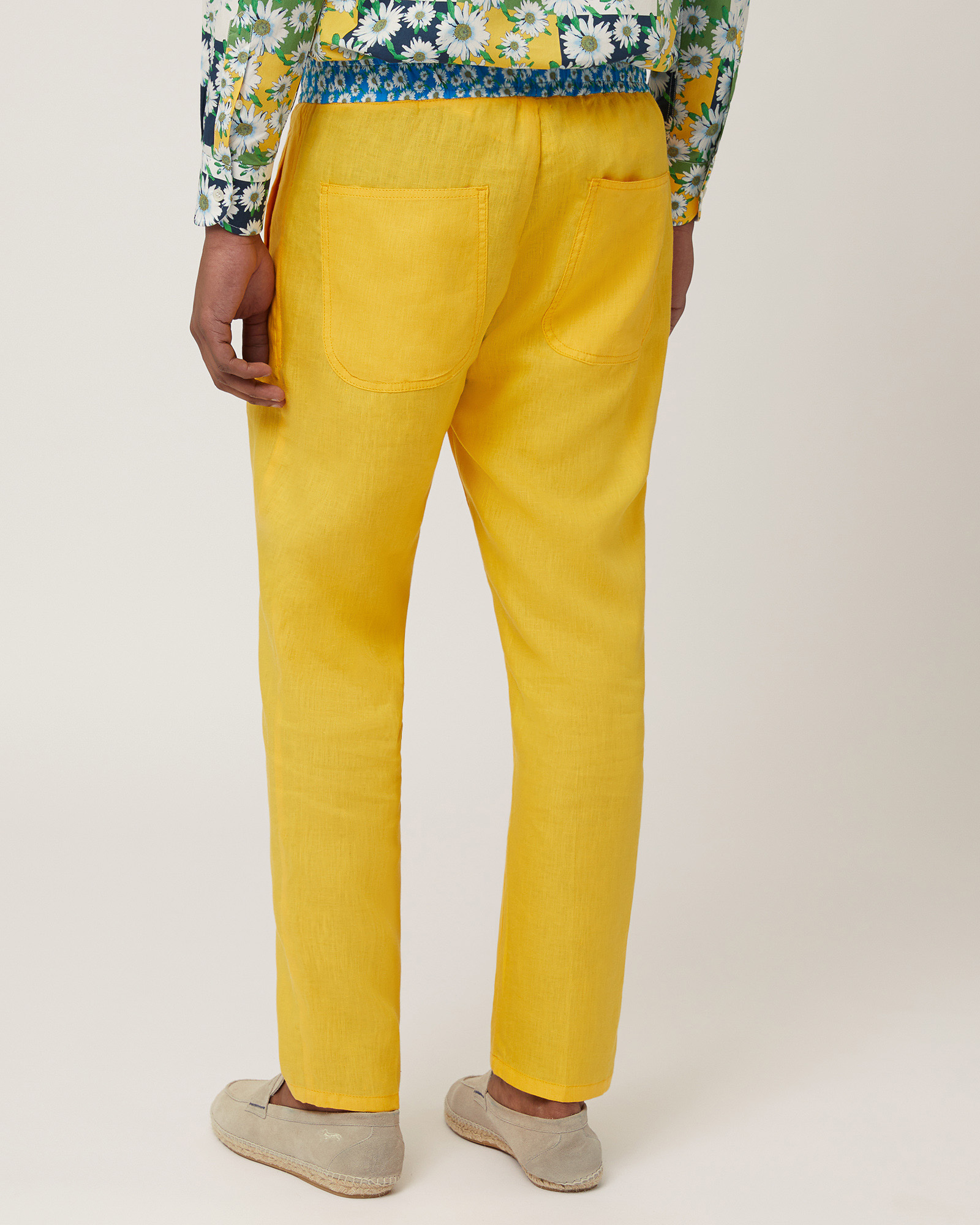 Linen Pants with Daisies, Canary Yellow, large image number 1