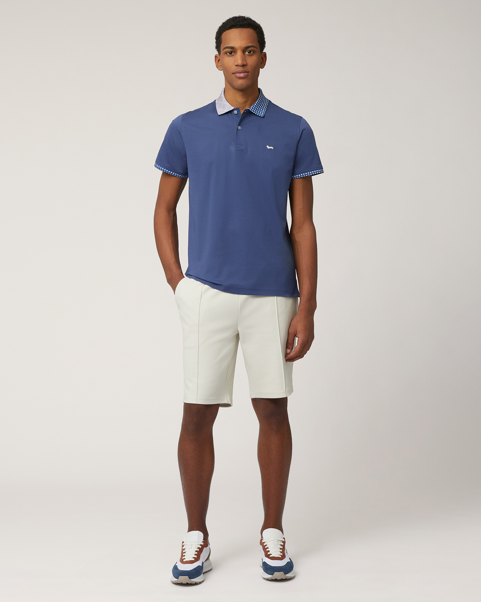 Poloshirt aus Baumwolle mit doppeltem Druck, Marineblau, large image number 3