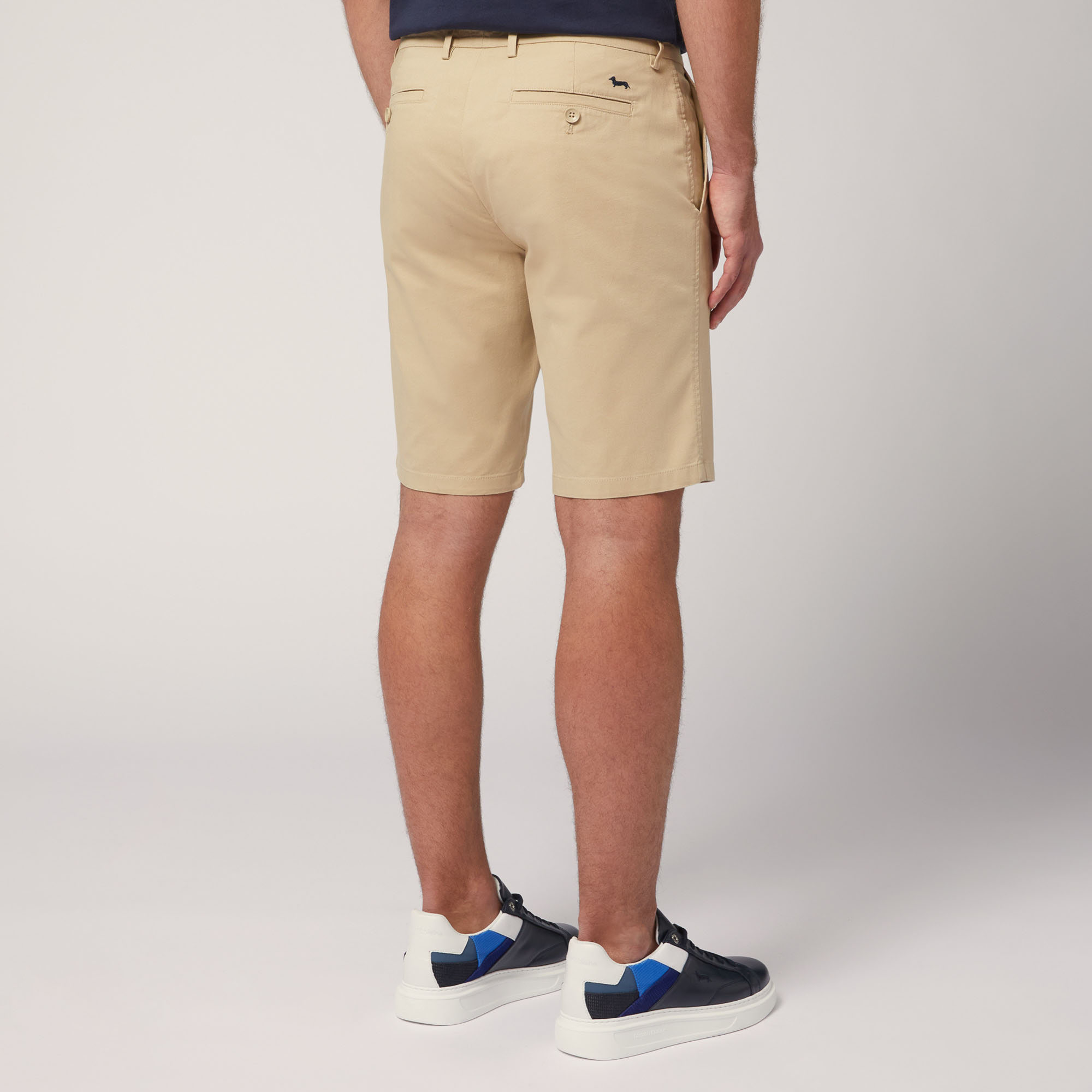 Stretch Cotton Bermuda Shorts, Beige, large image number 1