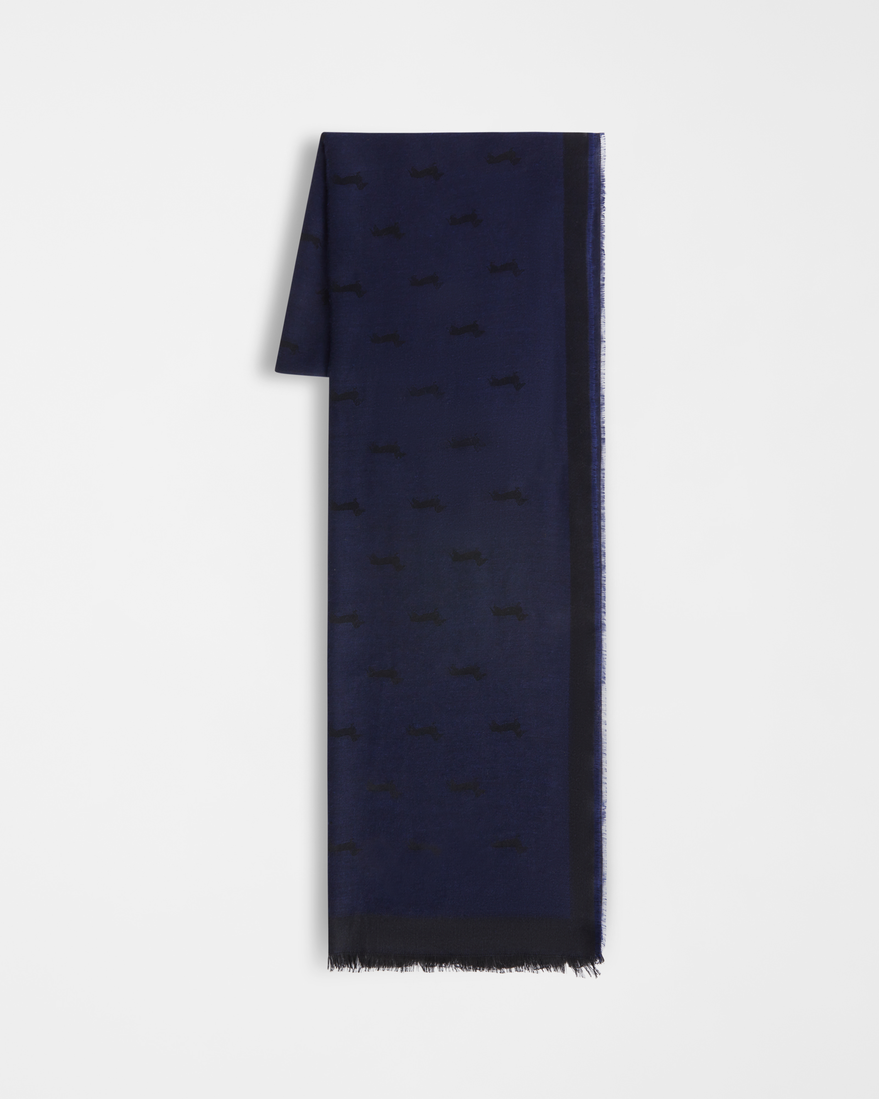 Pashmina Avec Motif Teckel Partout, Bleu Marine, large image number 0
