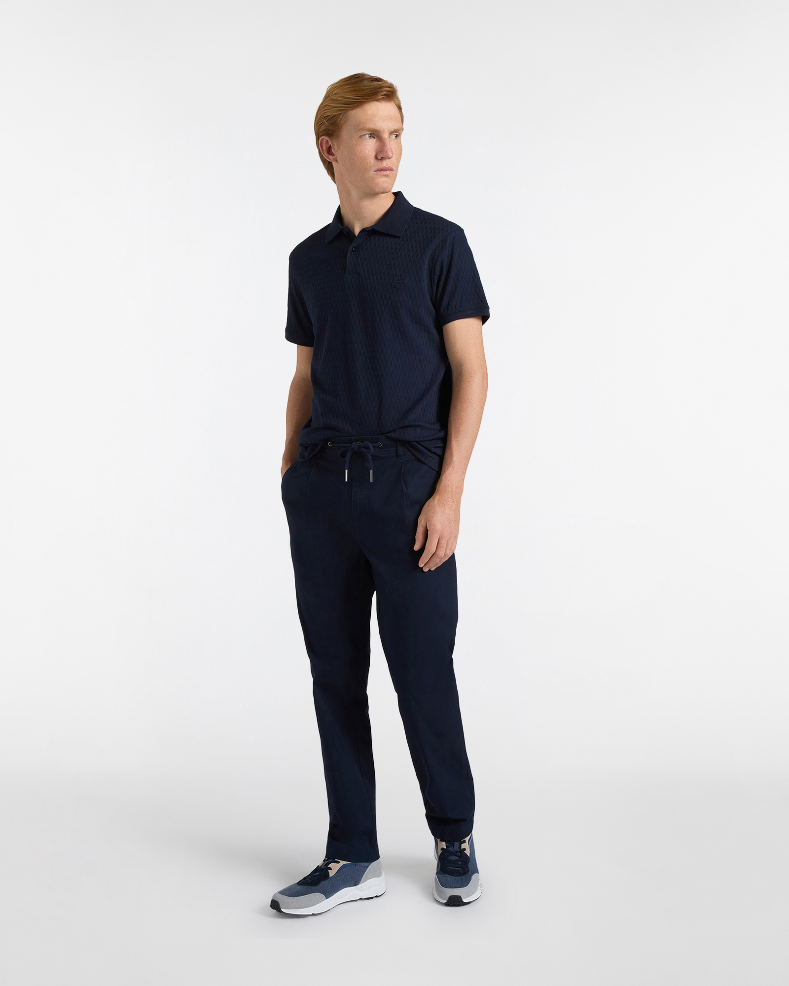 Polo uomo slim fit motivo jaquard, Blu scuro, large image number 3