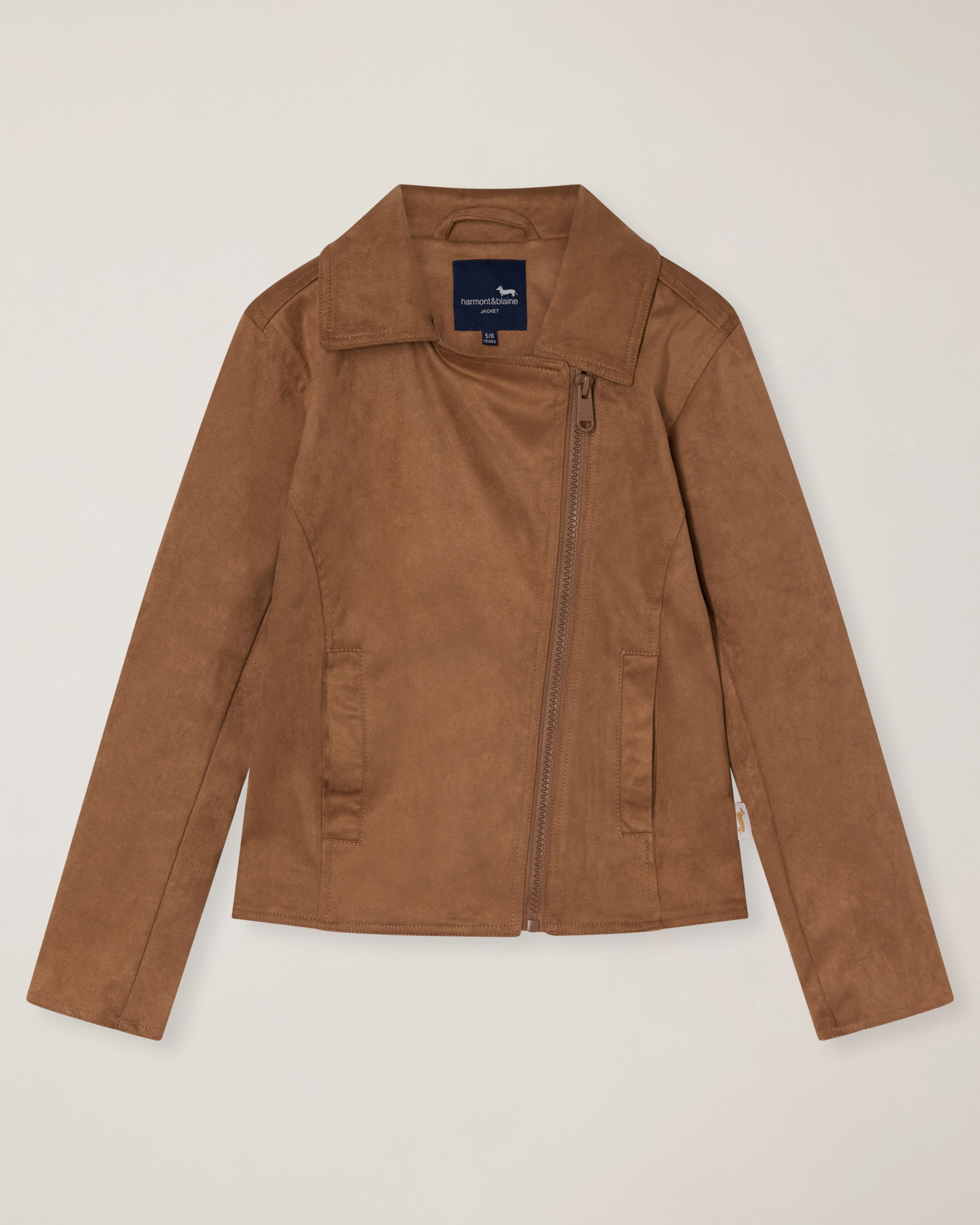 Suede-effect jacket with fringes, Terra cotta, large image number 0