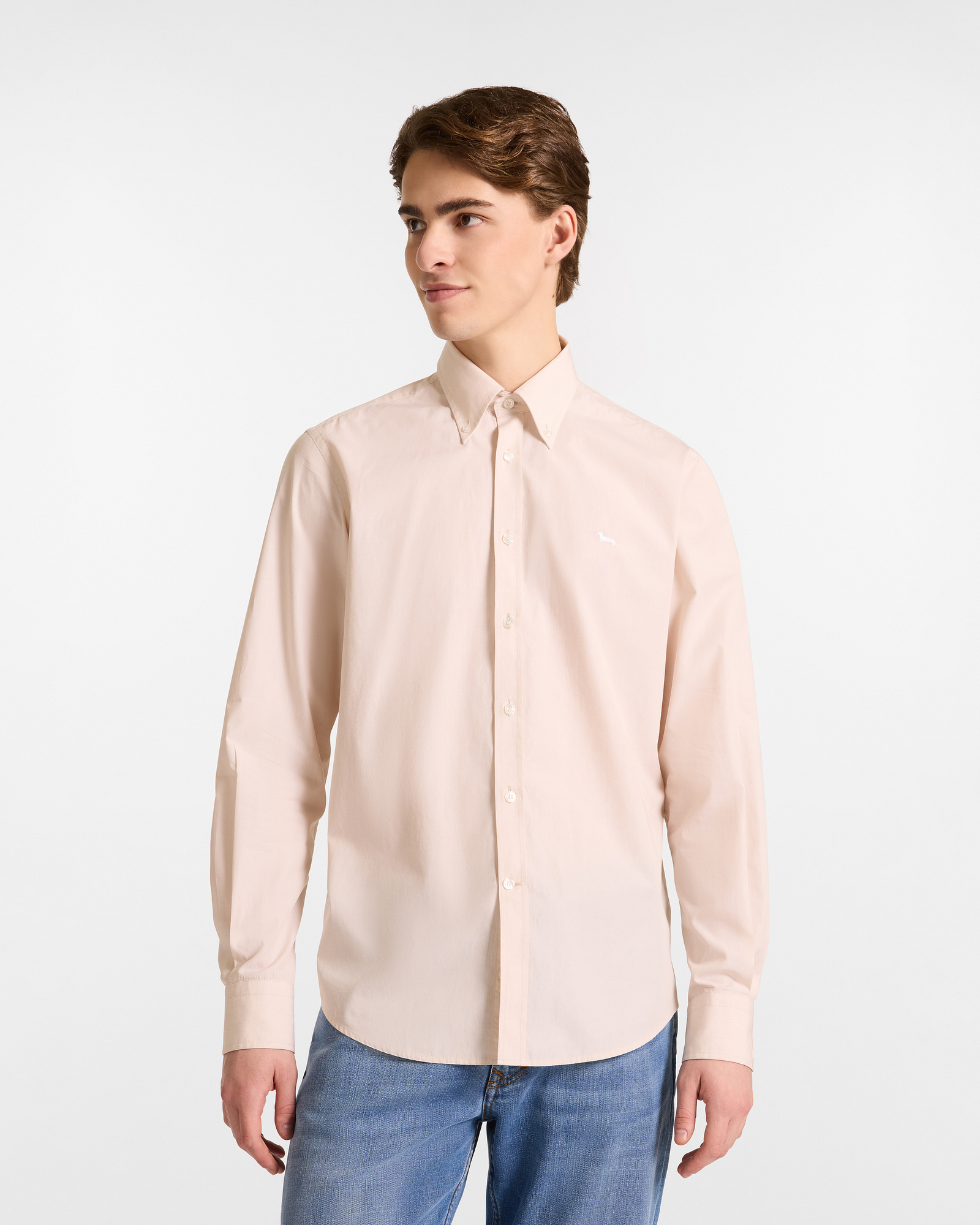 Regular Cotton Shirt with Dachshund, Beige, large