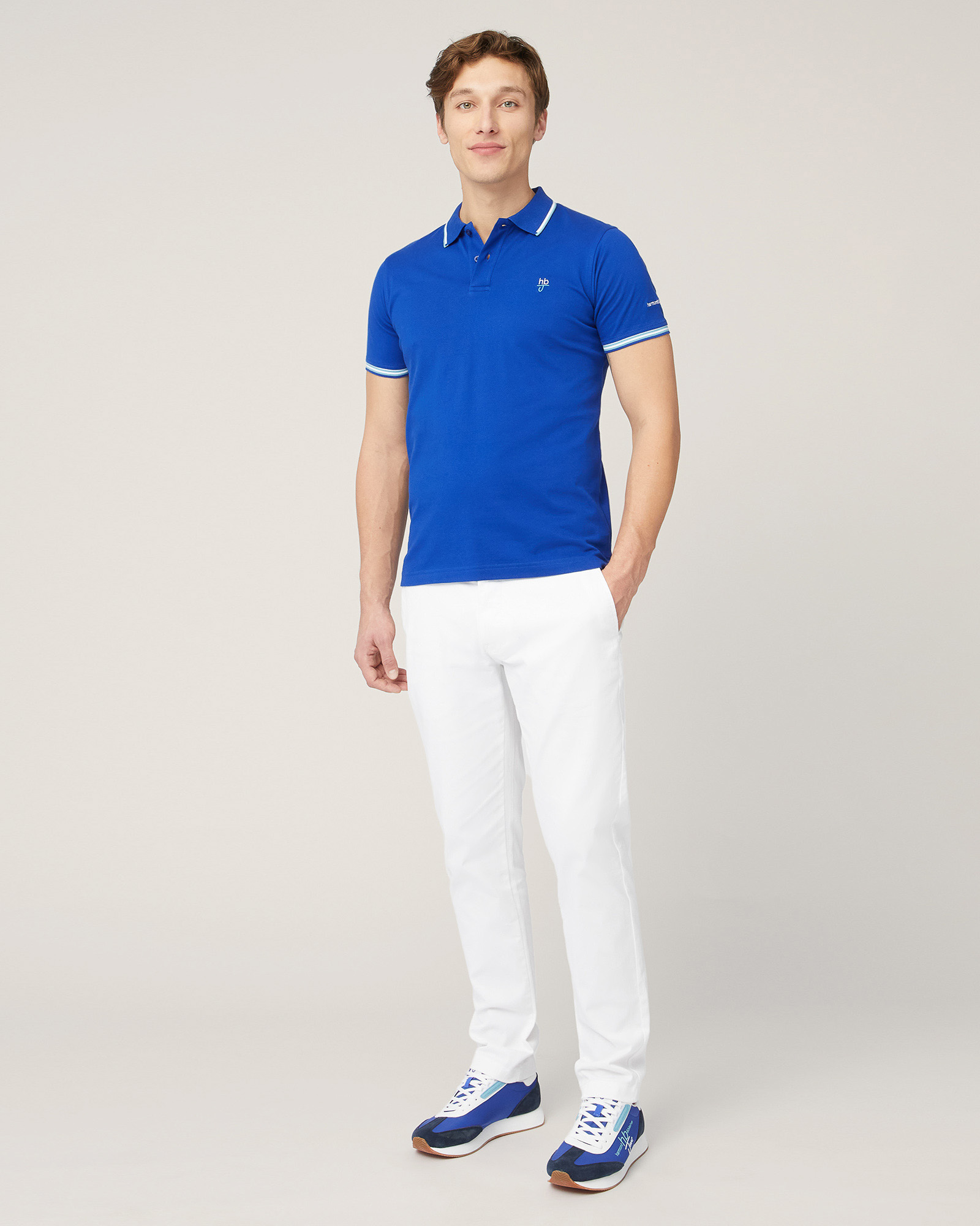 Polo with Contrasting Stripes, Electric Blue, large image number 3