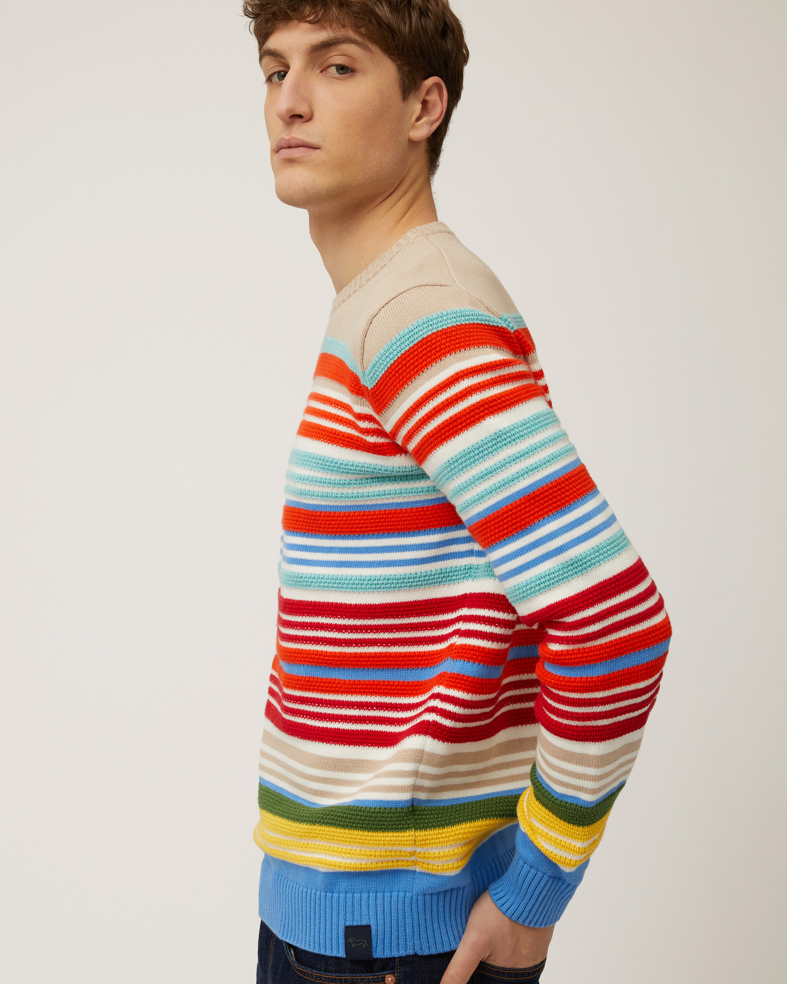 Multicolor Stripe Pullover, Light Blue, large image number 2