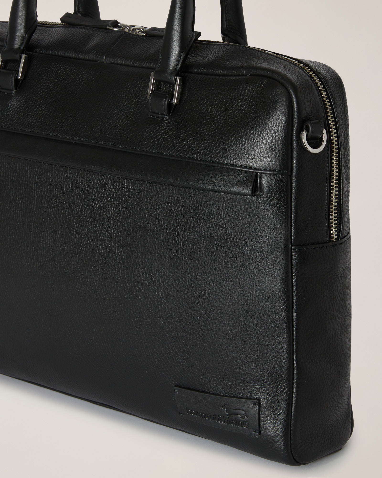 Blaine Leather Laptop Bag, Black, large image number 2
