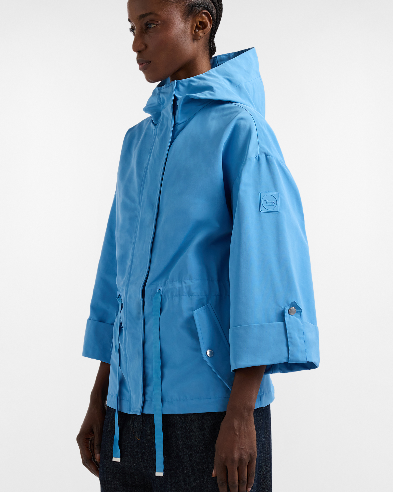 Pea coat with drawstring and hood, Celeste, large image number 2