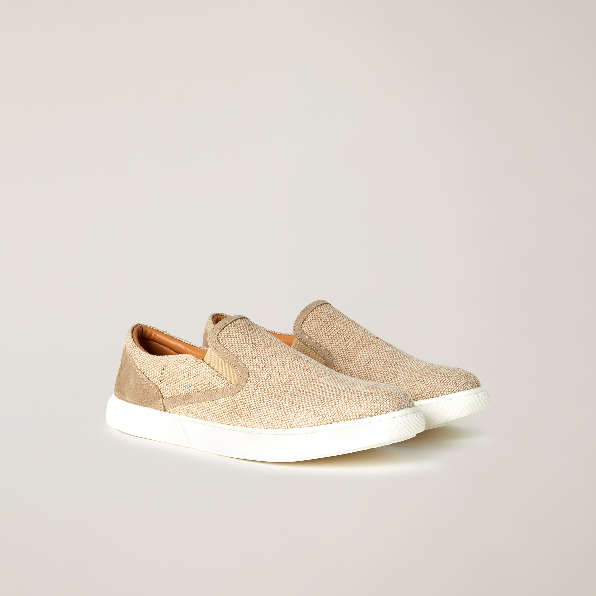 Sneakers Slip-On Misto Cotone, Beige, large image number 1