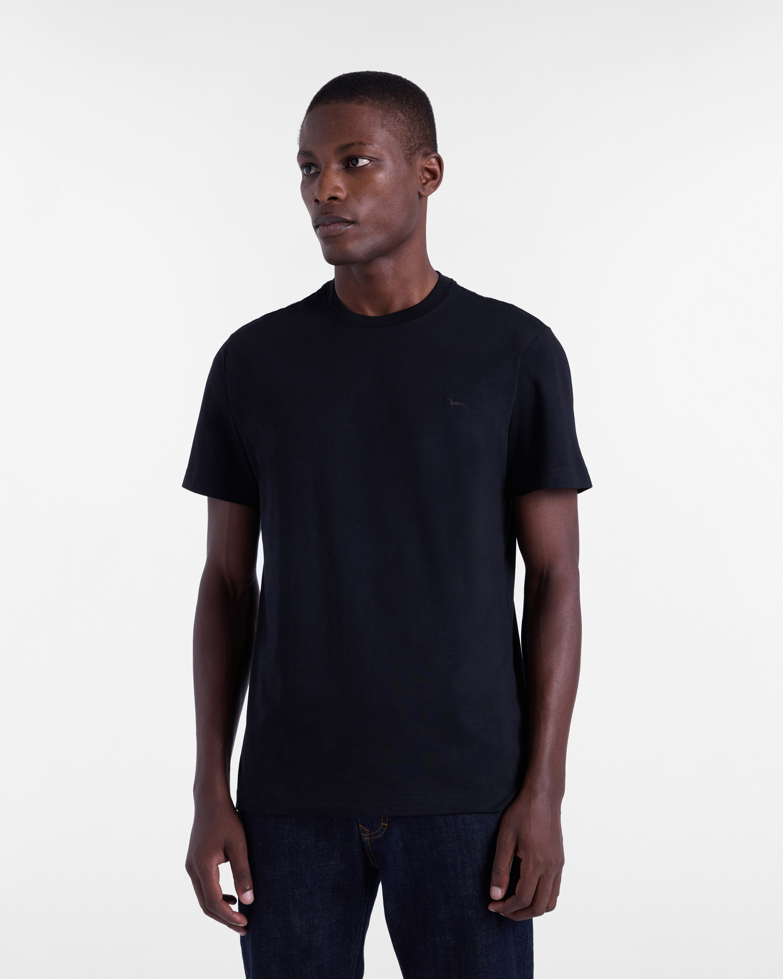 Pima Cotton T-Shirt with Dachshund, Black, large