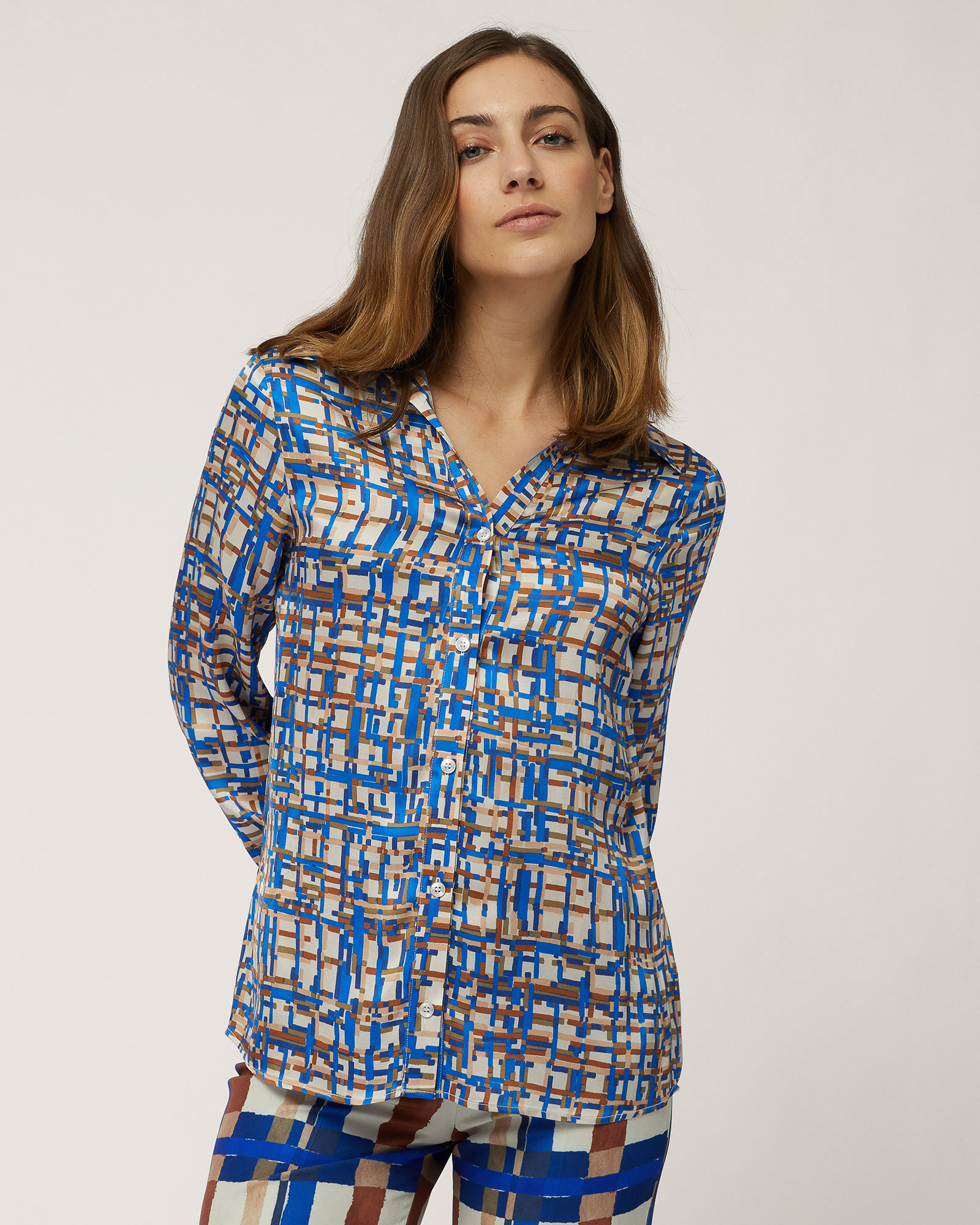 Camicia A Riquadri Multicolor