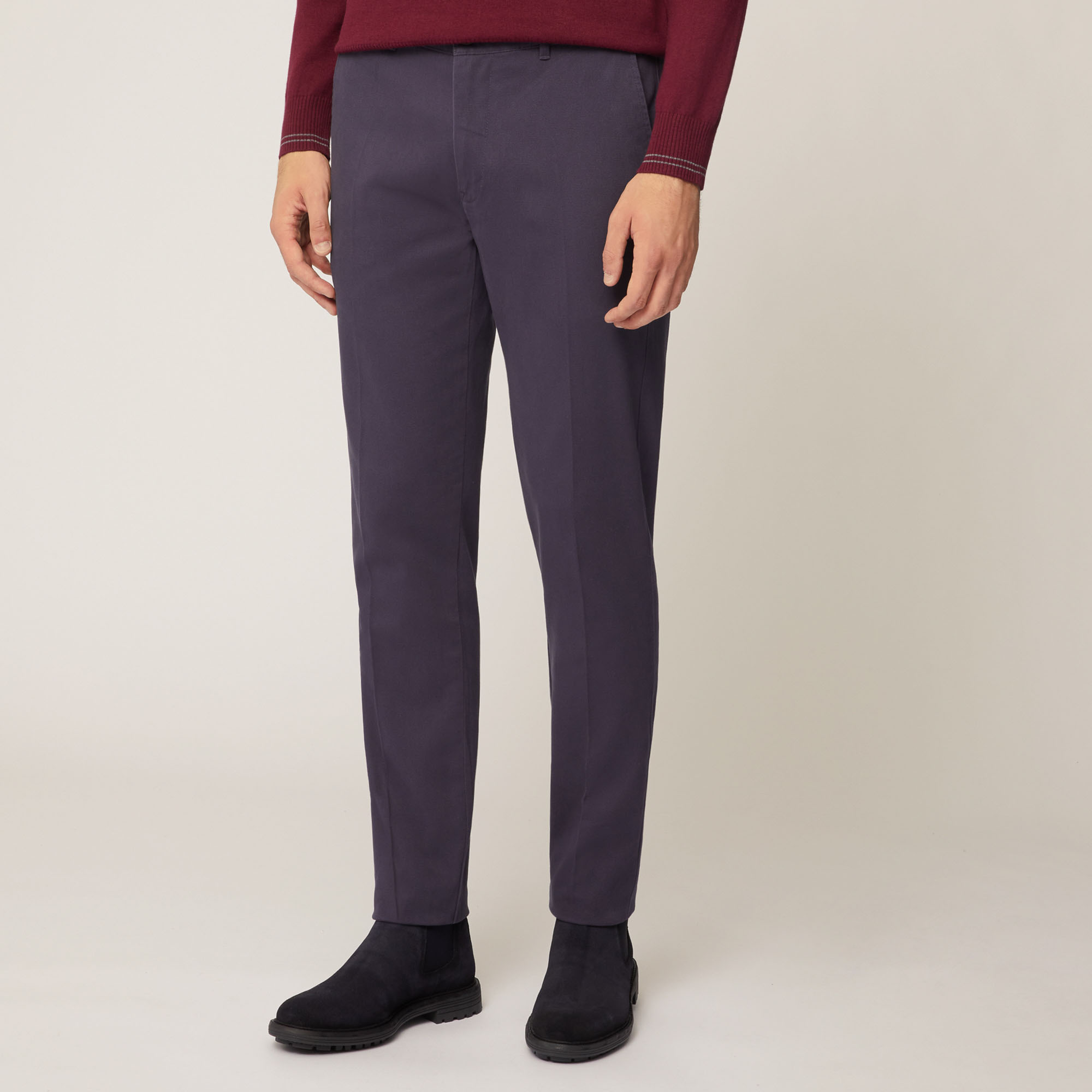 Pantalone Chino Narrow In Twill Pesante Di Cotone, Light Blue, large image number 0