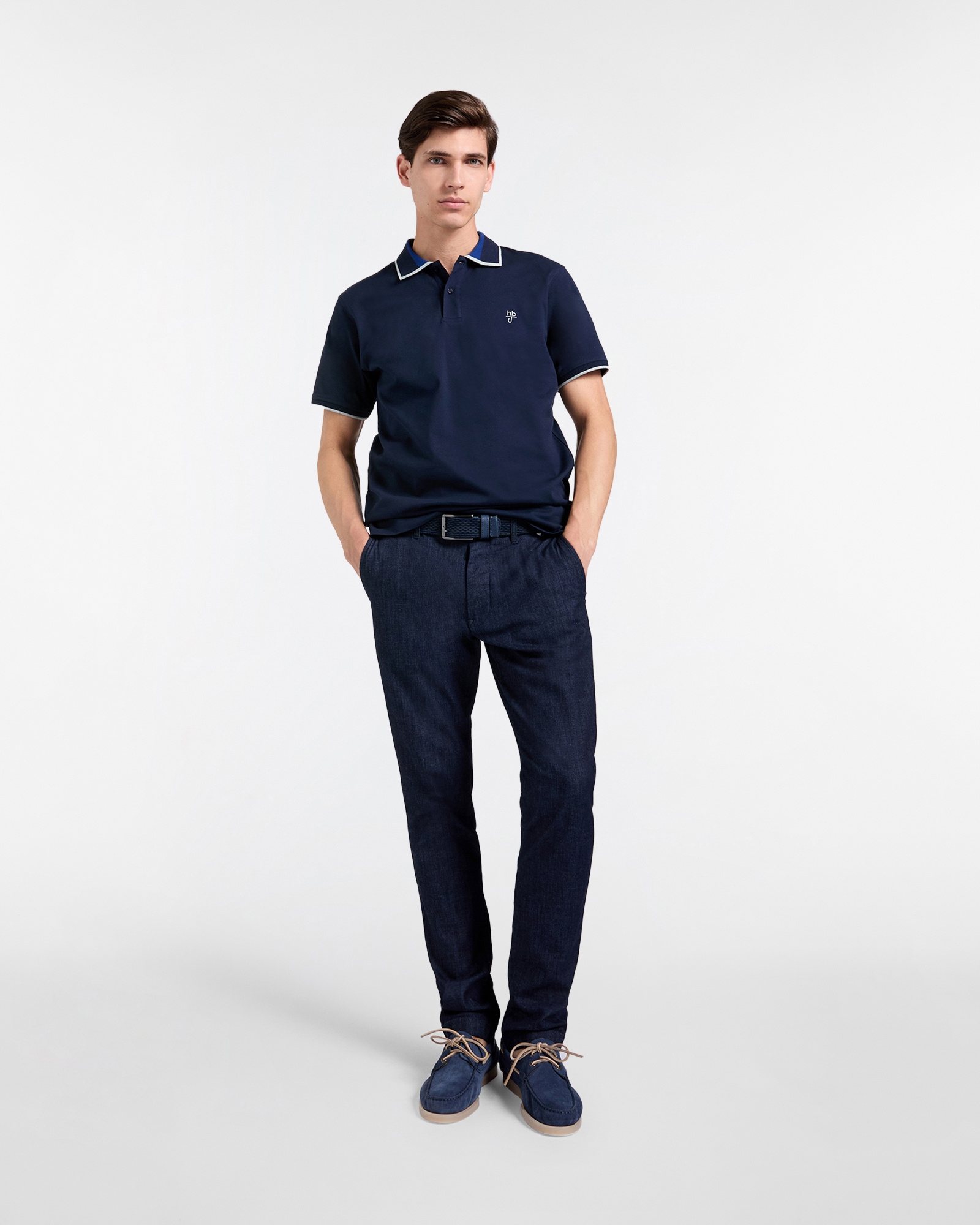 Polo uomo regular con bordini a contrasto, Blu scuro, large image number 3