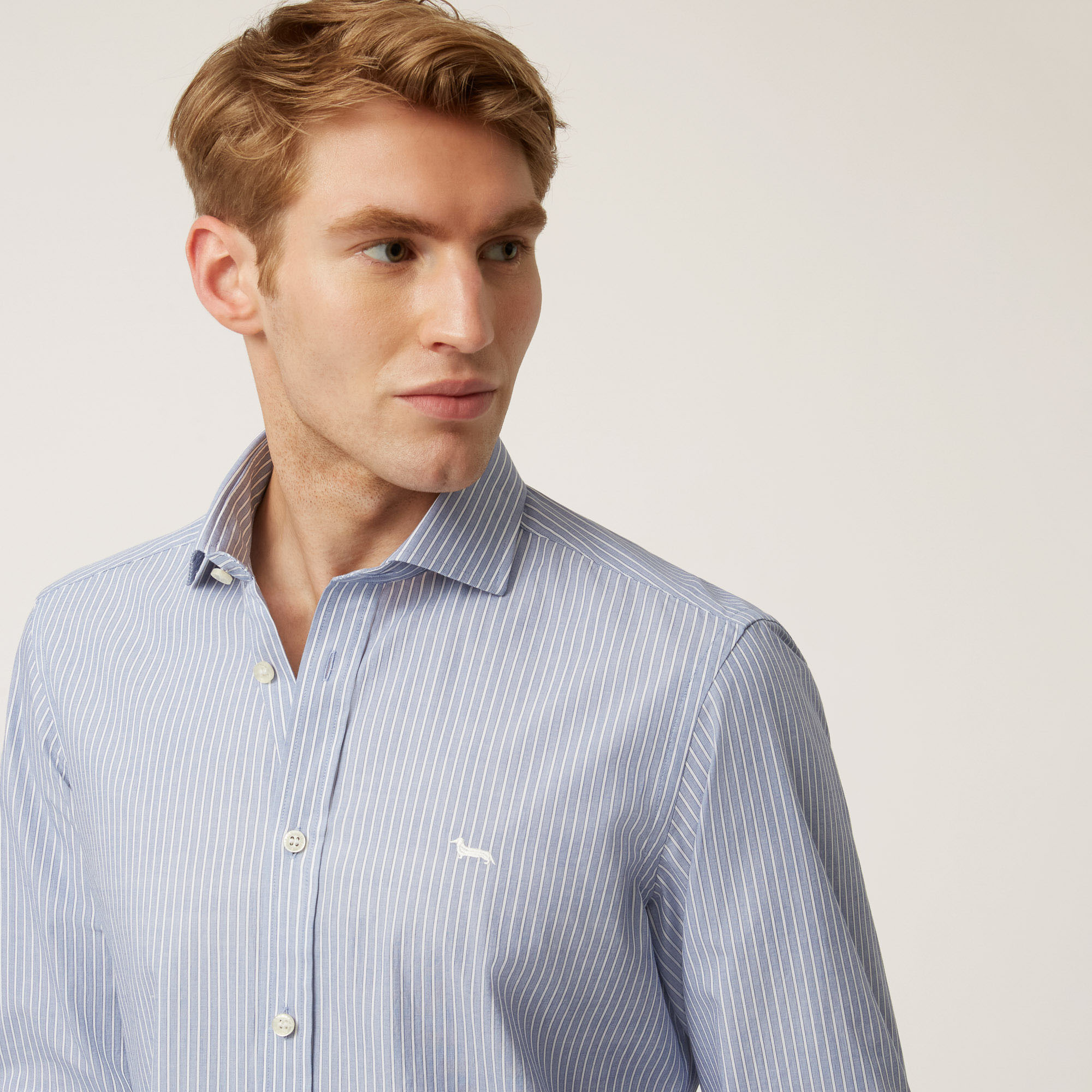 Camicia In Cotone A Righe, Blu Chiaro, large image number 2