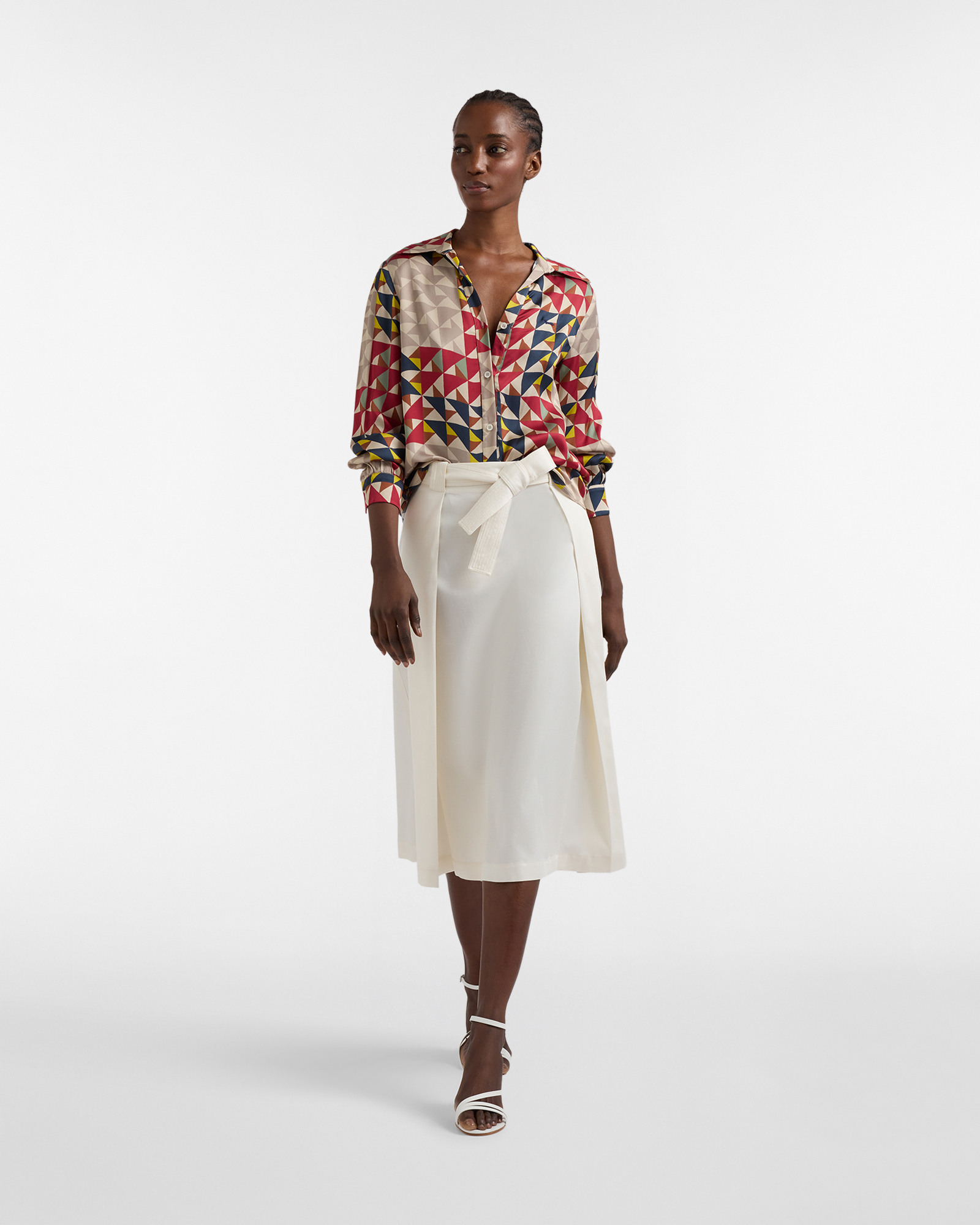 Camicia Donna Stampa Geometrica, Blu, large image number 3