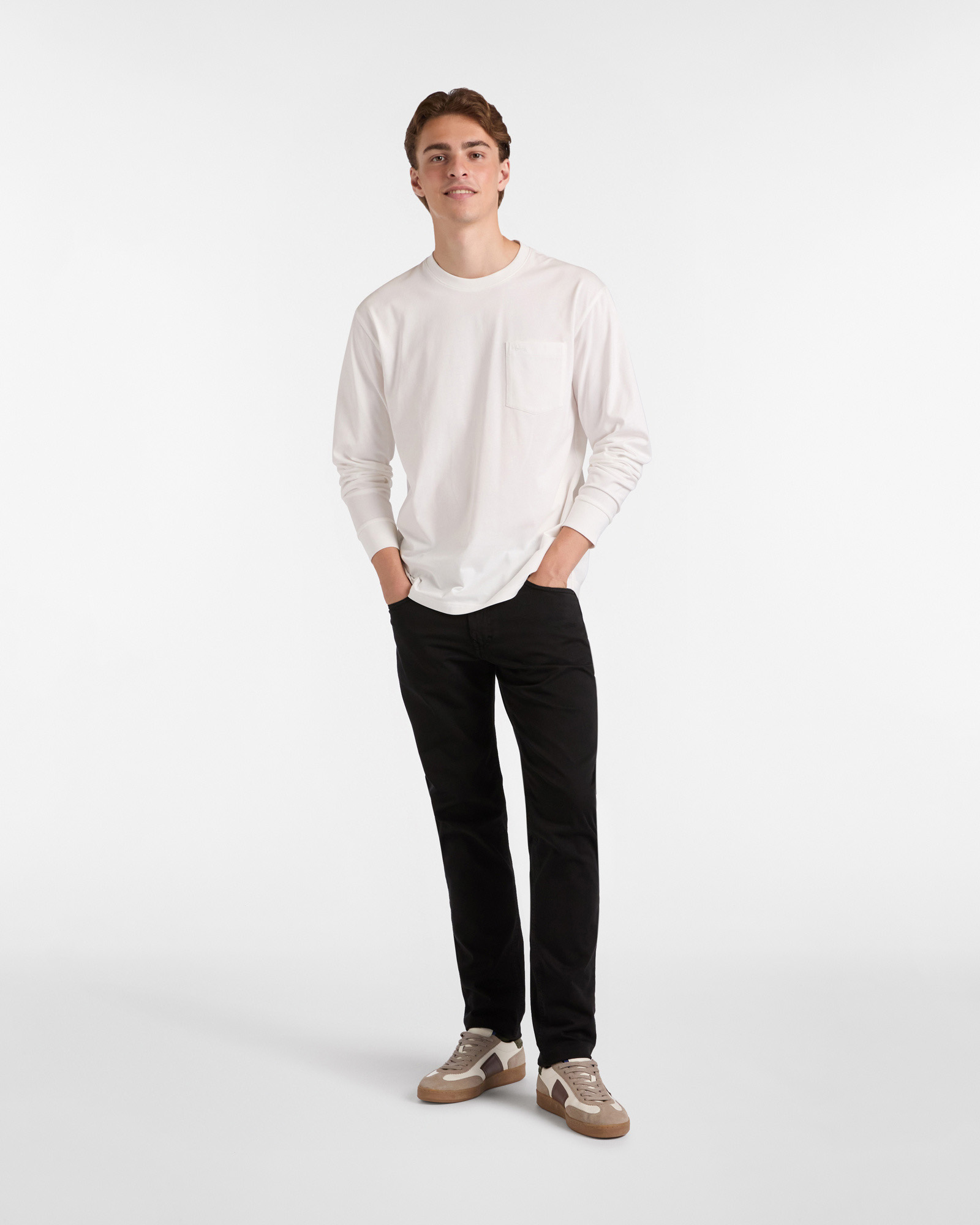 Essentials trousers in plain coloured cotton, Black, large image number 3