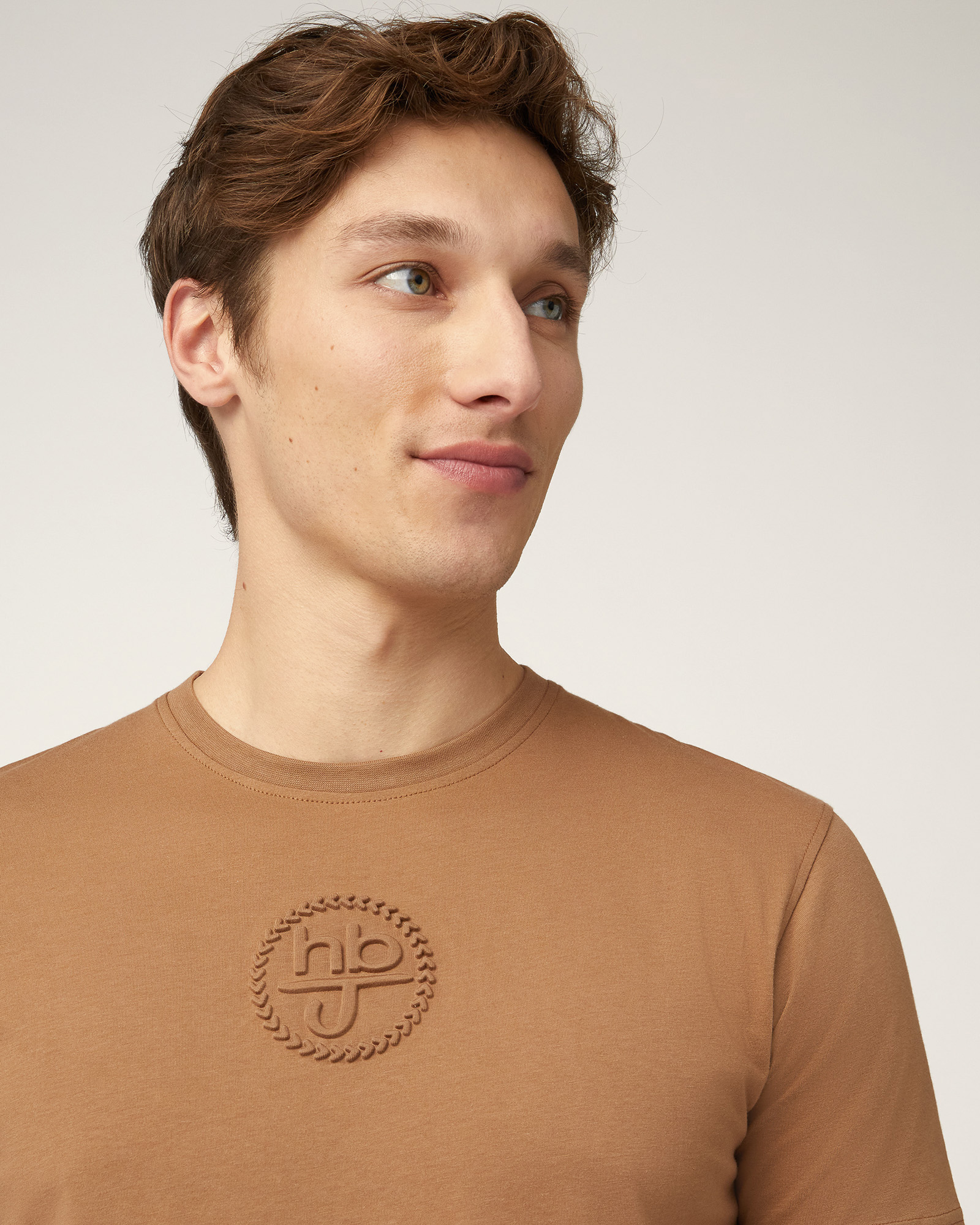 T-shirt with Monogram Print, Light Brown, large image number 2