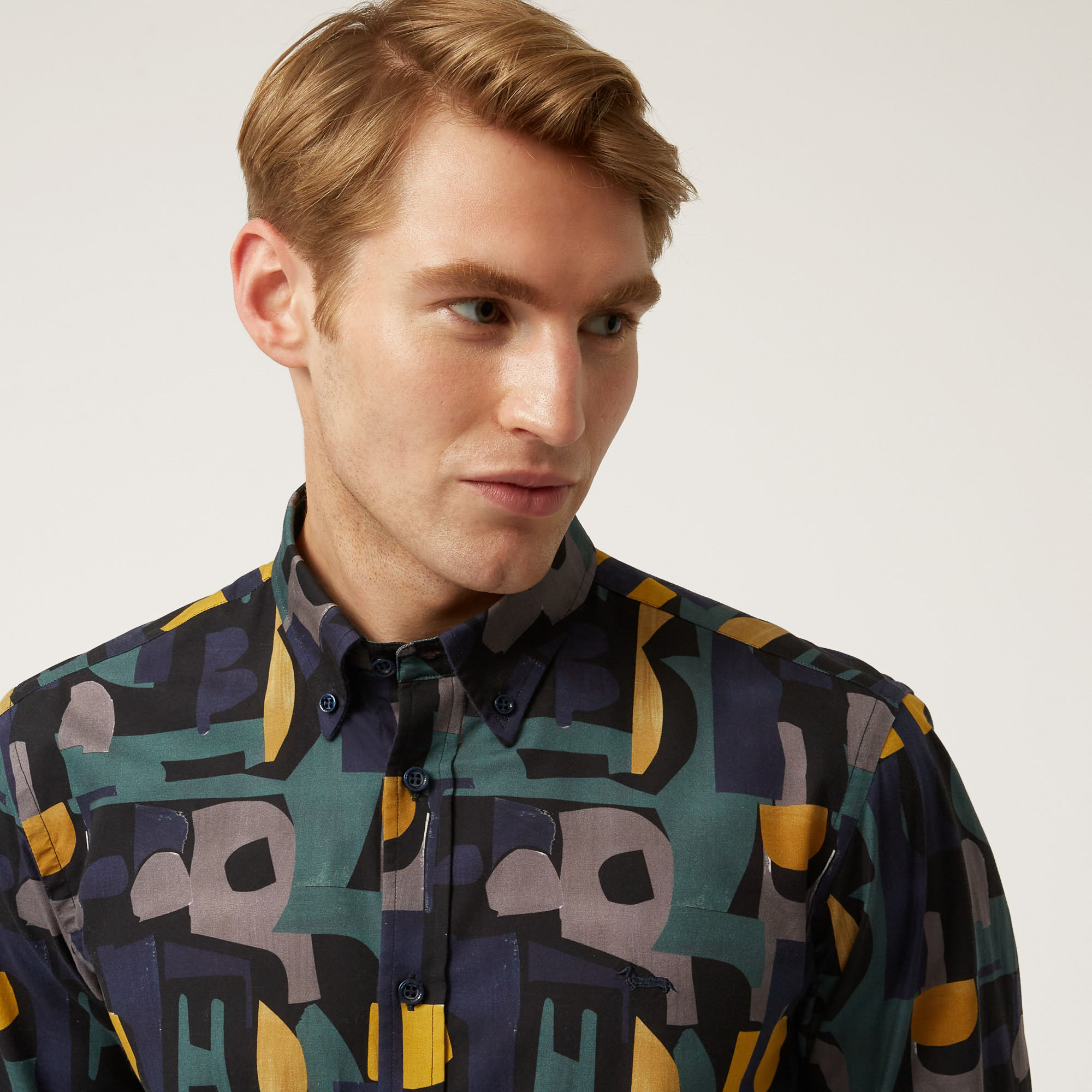 Cotton Shirt With Hb Print All Over, Blue, large image number 2