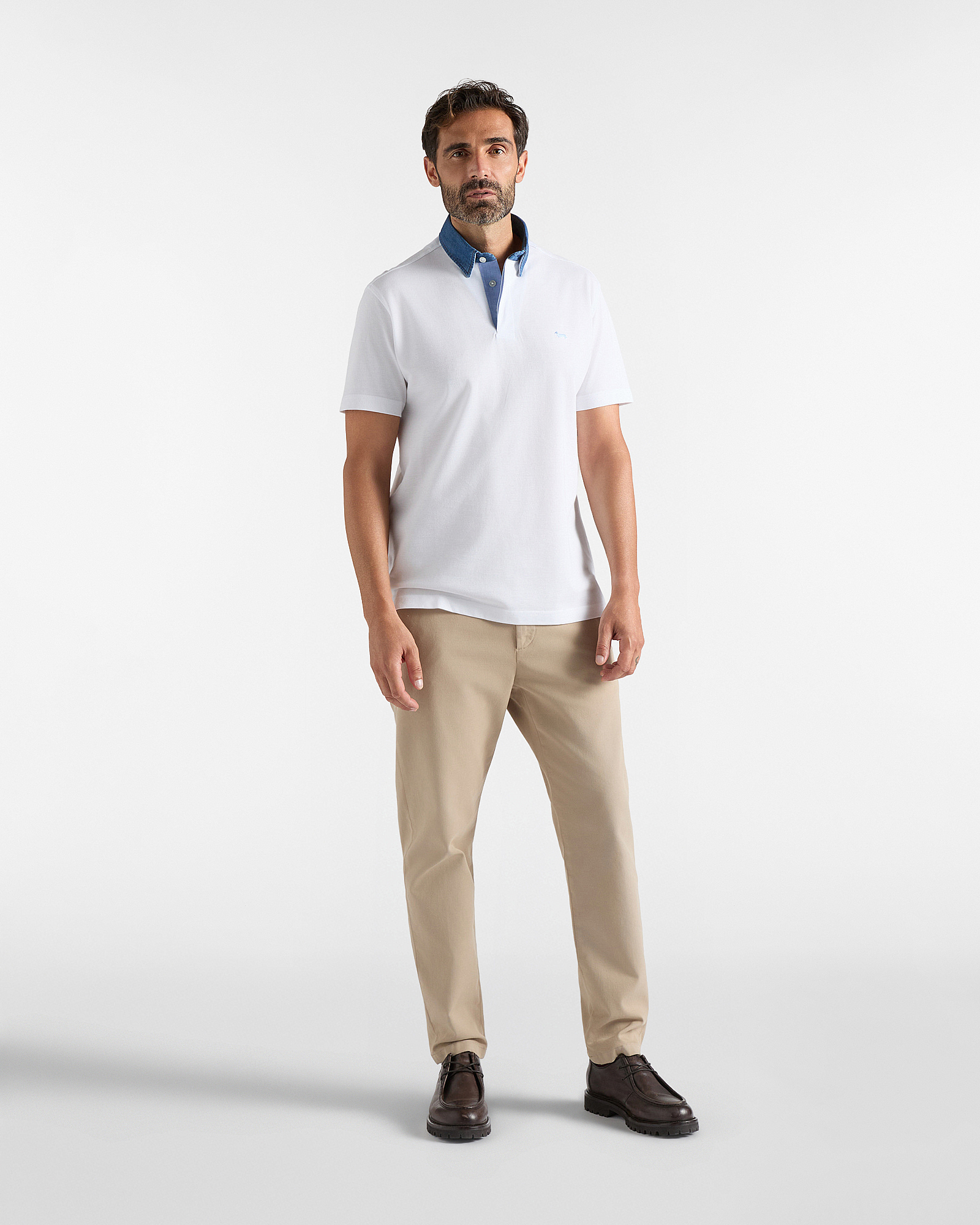 VIETRI PIQU&Eacute; POLO SHIRT WITH CONTRAST COLLAR, WHITE, large image number 3