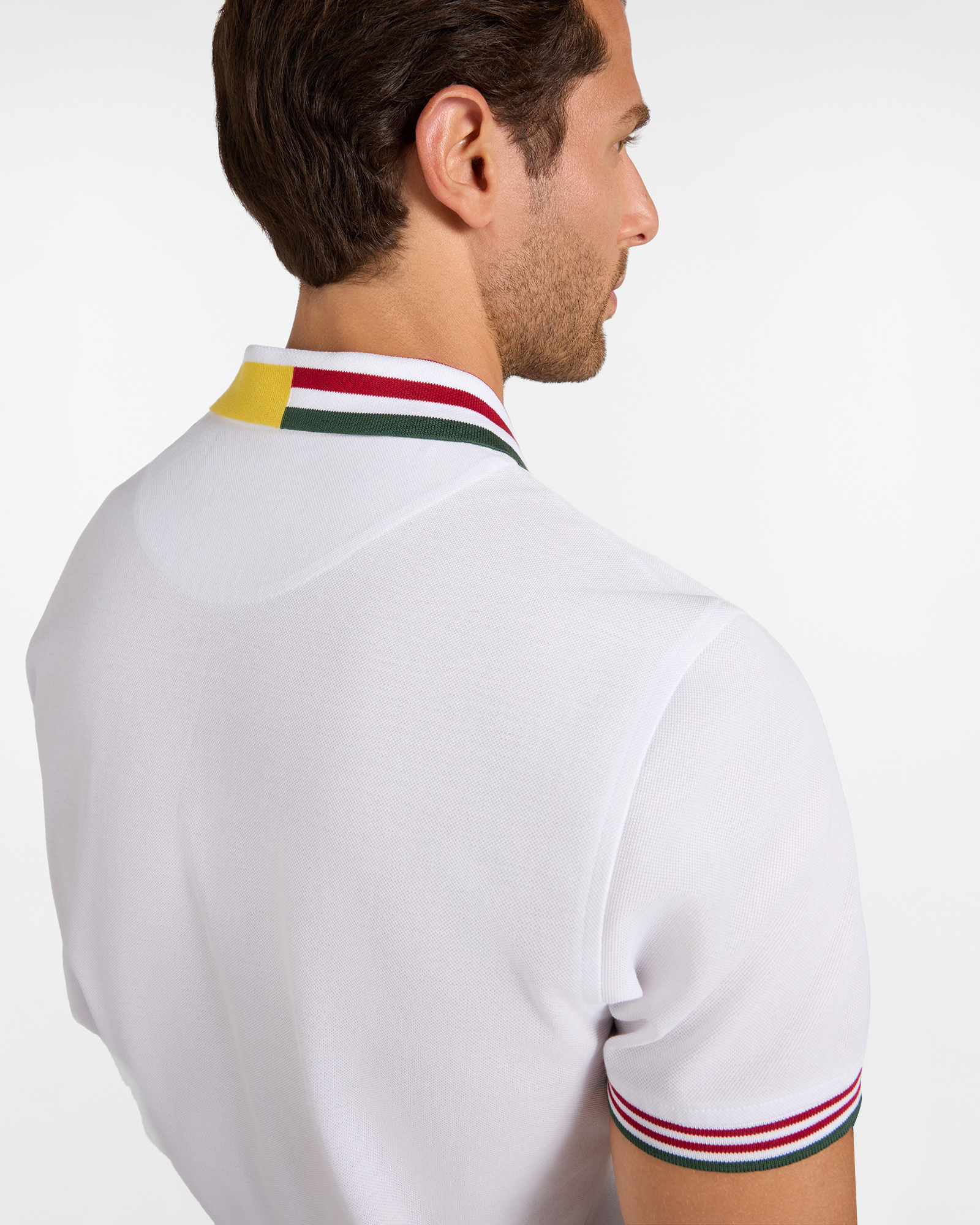 MERCERIZED PIQU&Eacute; POLO SHIRT WITH CONTRAST COLLAR AND HEM, WHITE, large image number 2