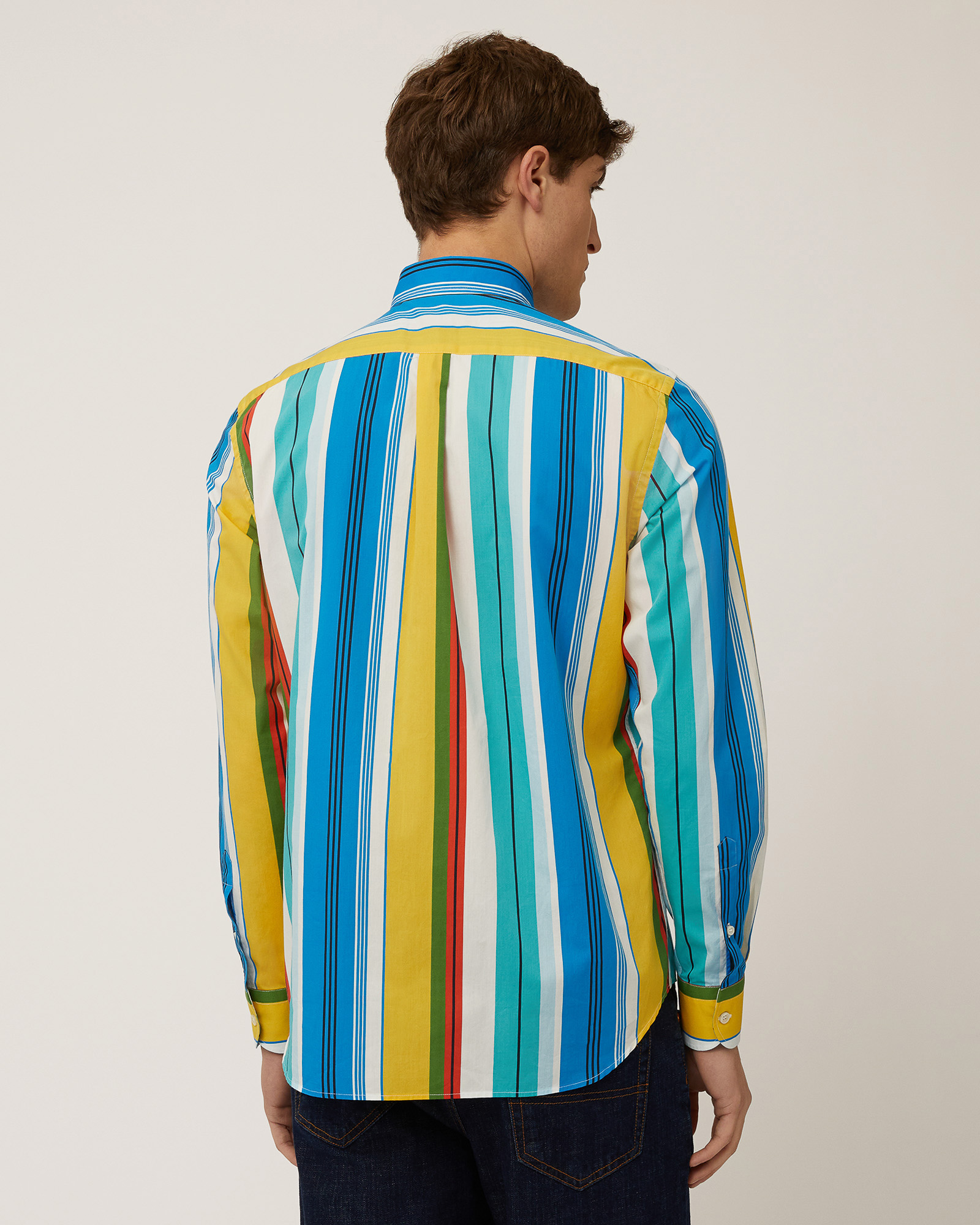 Shirt with Multicolor Stripes, Canary Yellow, large image number 1