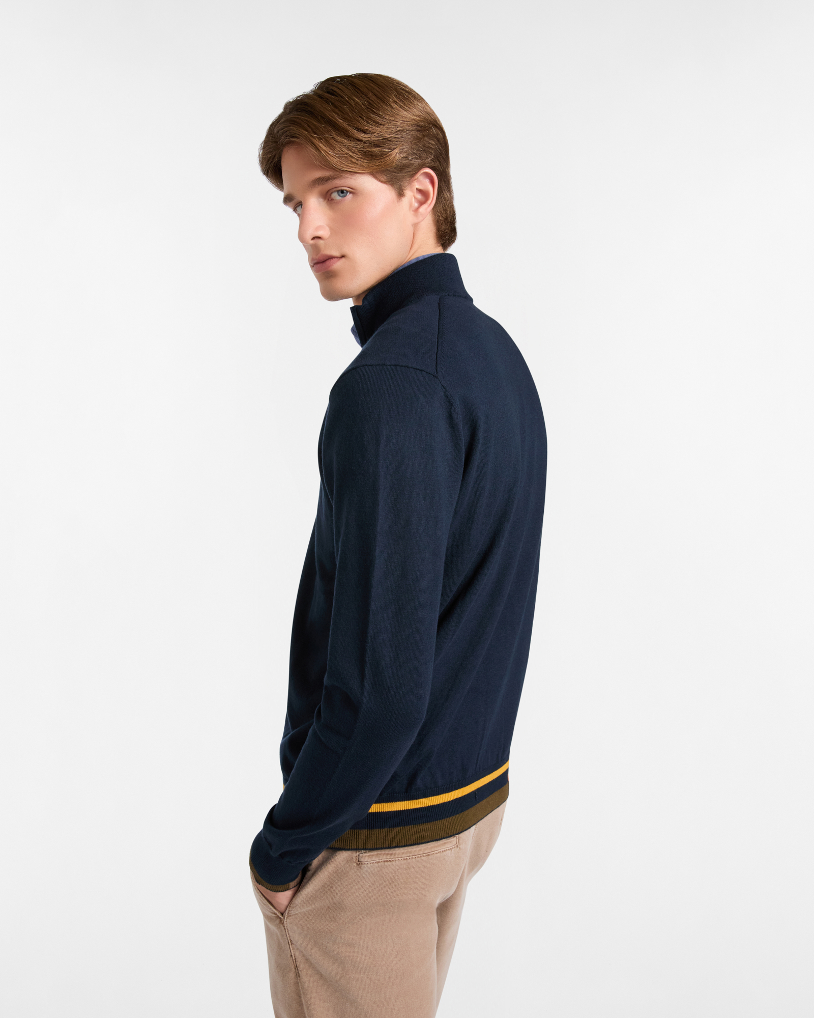Pulóver Half Zip Color Block, Azul Navy, large image number 1