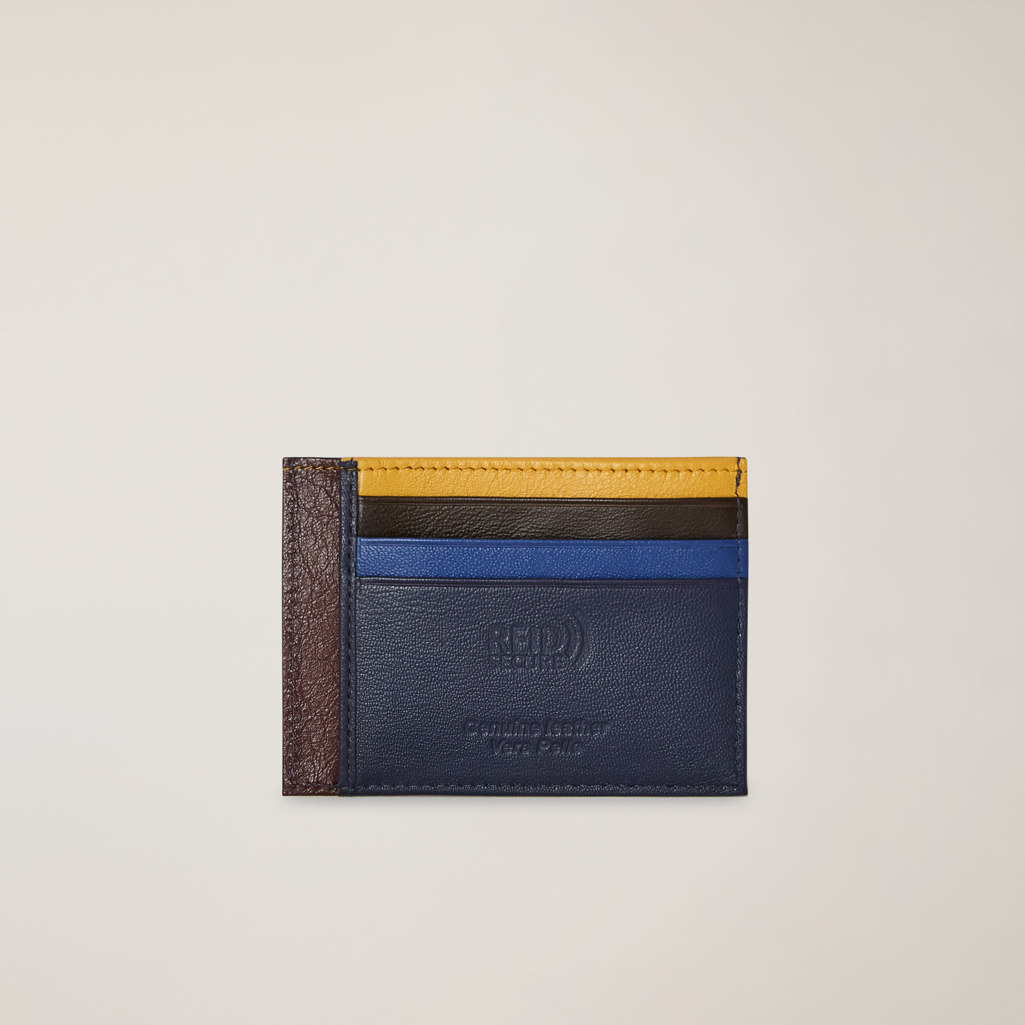 Portacarte In Vera Pelle Rfid Secure, Blu Navy, large image number 1