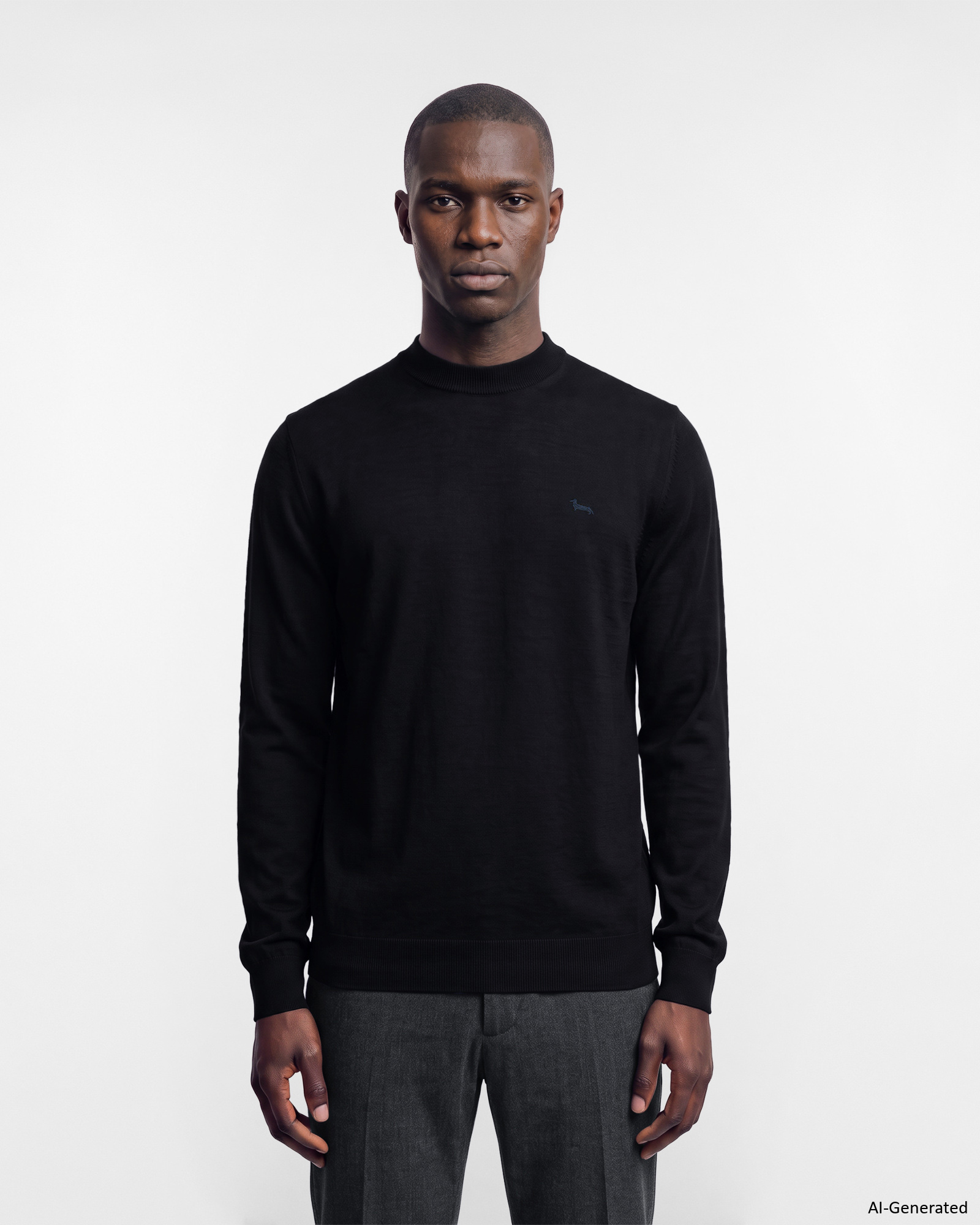 Men's sweater in blue 100% pure wool with regular fit