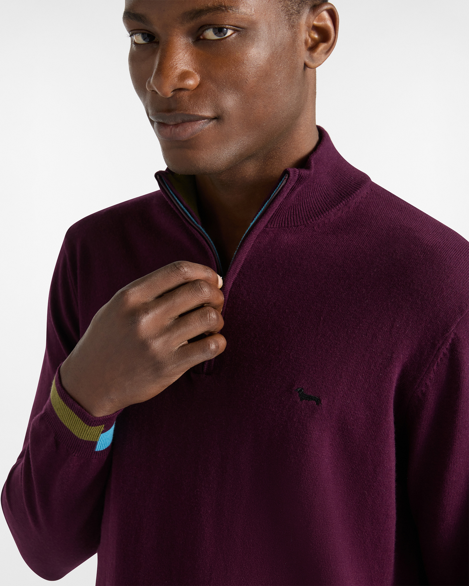 Pullover Half Zip Color Block, Dark Red, large image number 2