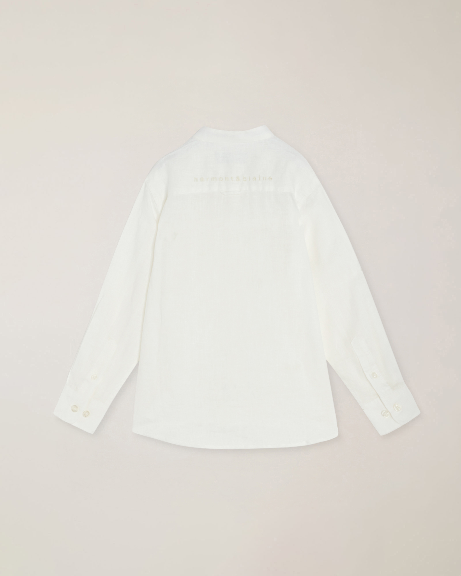 Camicia lino collo coreana con ricamo all over