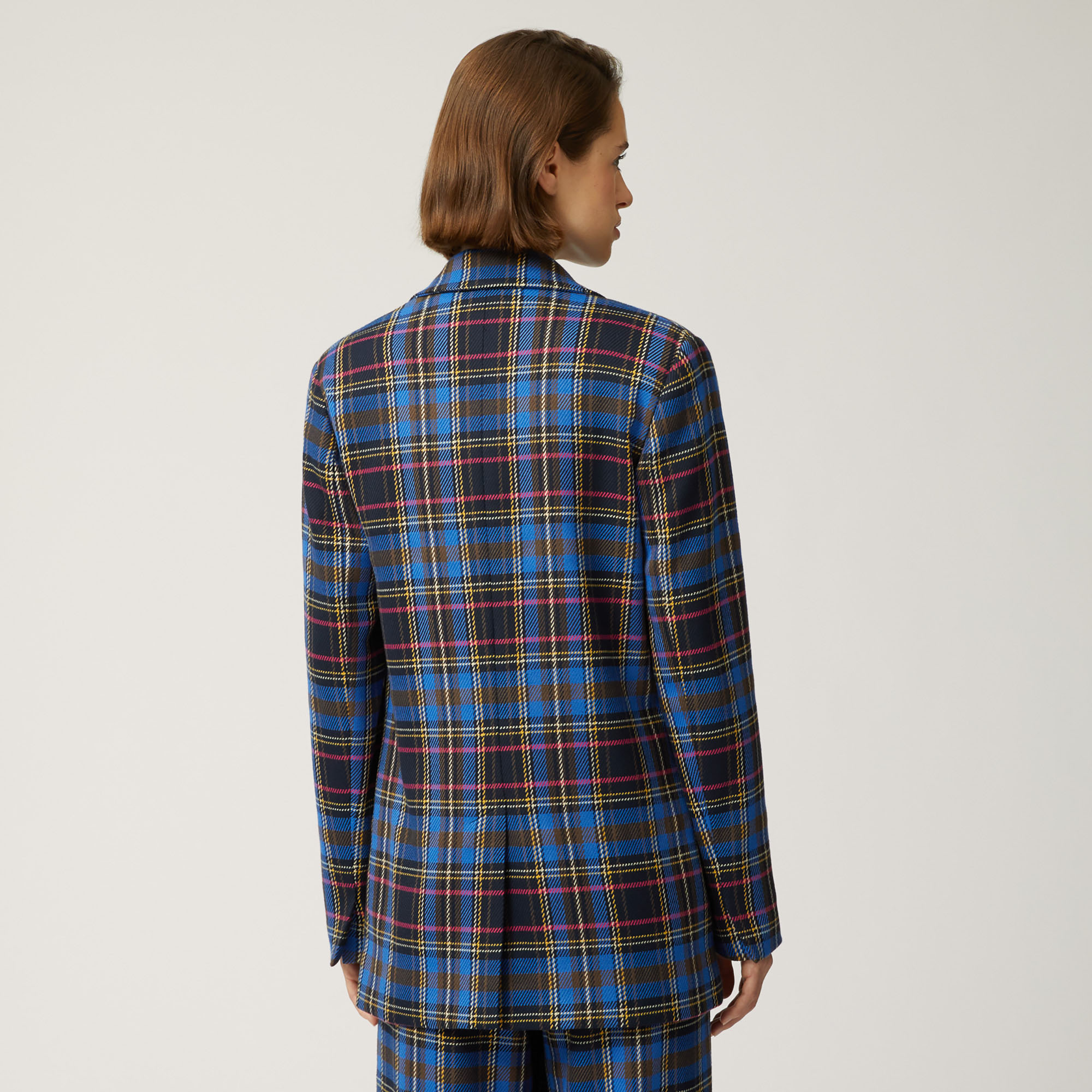 Blazer Doppiopetto Con Fantasia A Quadri, Blu Navy, large image number 1
