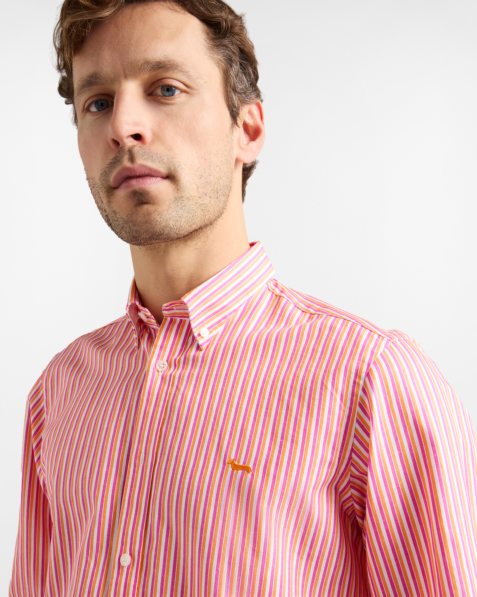 Men's narrow-fit striped shirt, Pink, large image number 2