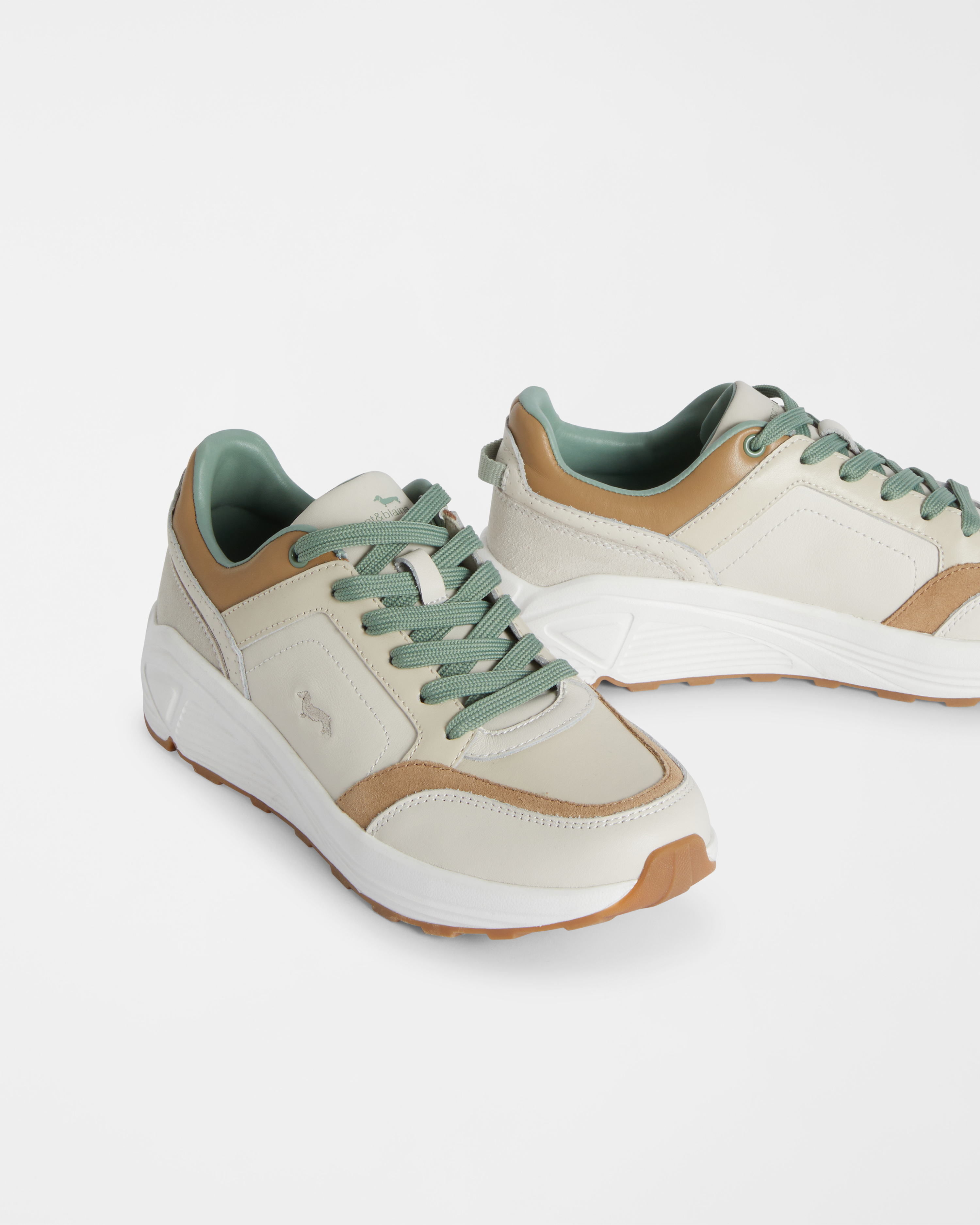 Zapatillas de Cuero con Detalles de Gamuza, Beige, large image number 3