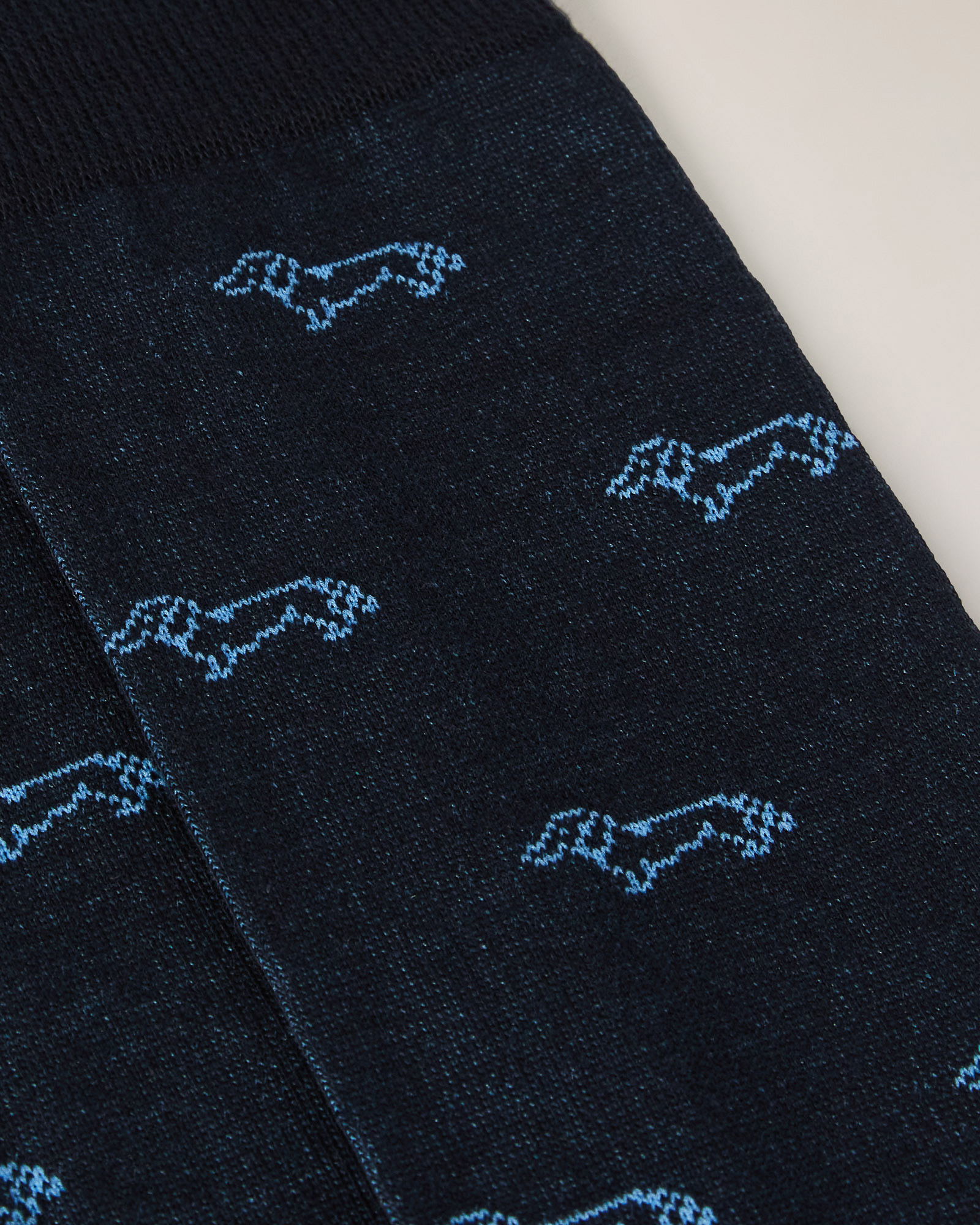 All-Over Dachshund Long Socks, Navy Blue, large image number 1