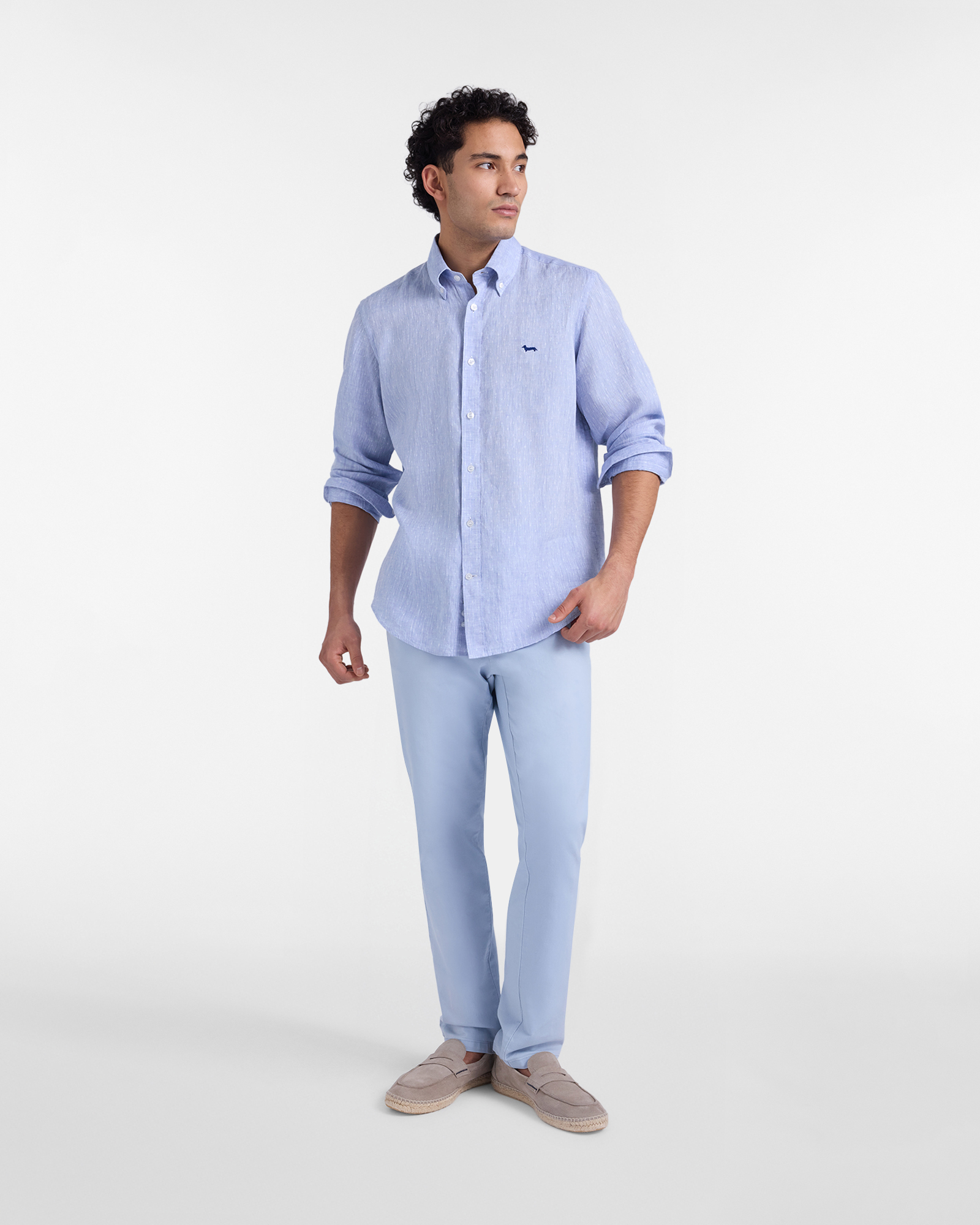 Camicia Uomo in Puro Lino , Blu Navy, large image number 3