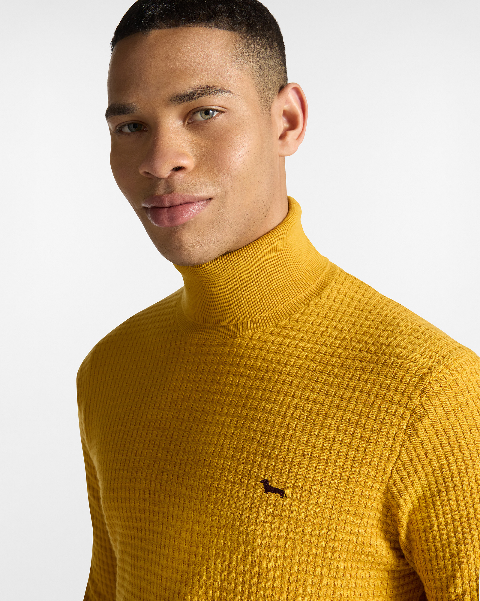Cuello Alto Diseño de Cuadros, Amarillo, large image number 2