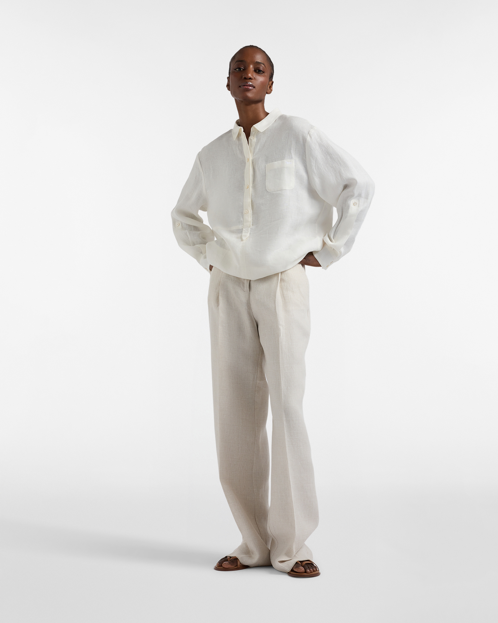 Women's Craftsmanship in Color capsule linen shirt, White, large image number 3