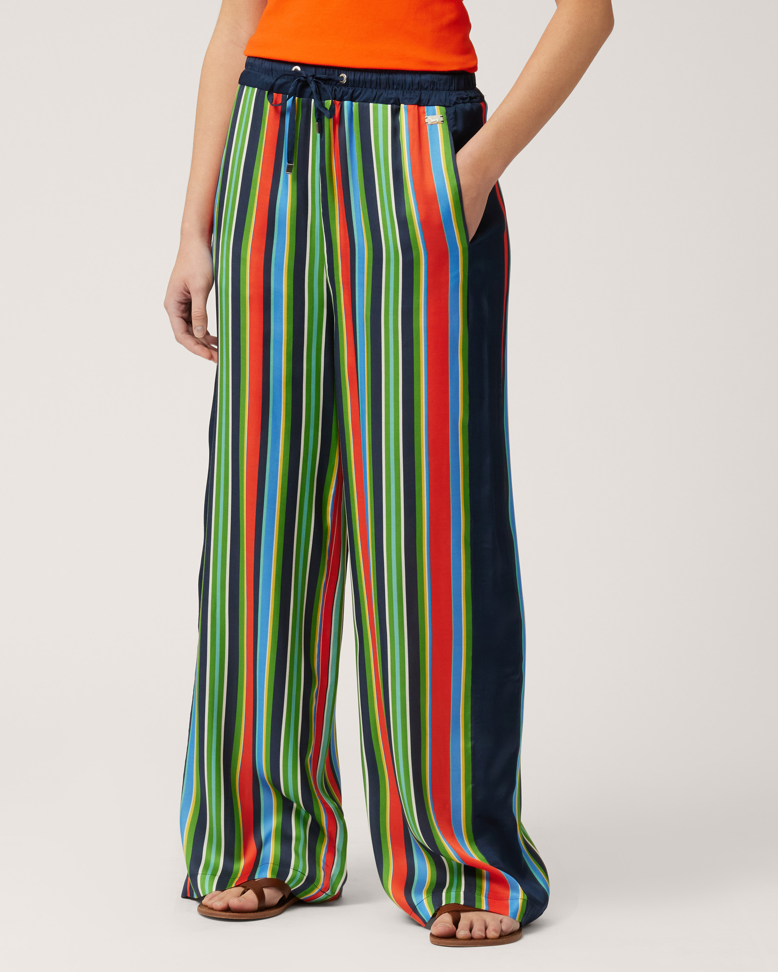 Pantaloni A Righe Multicolor