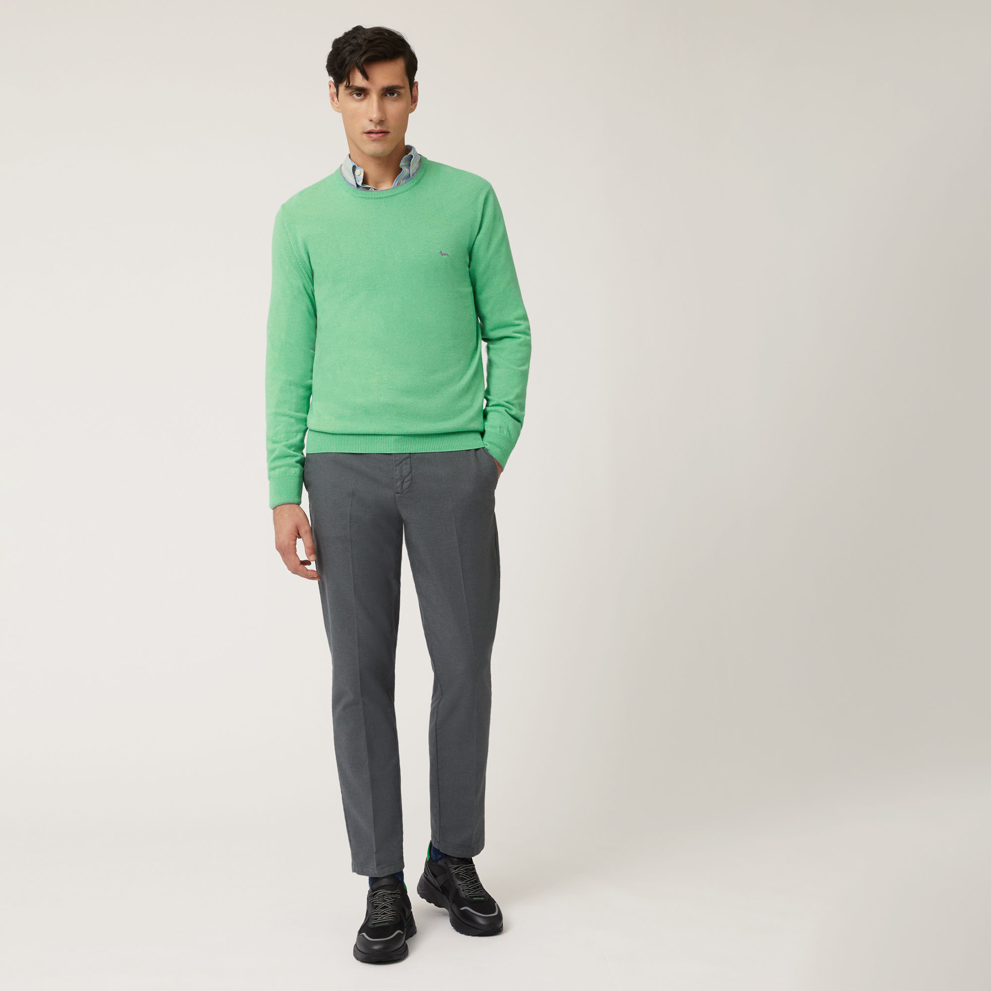 Wool And Viscose Crew-Neck Pullover, Green, large image number 3