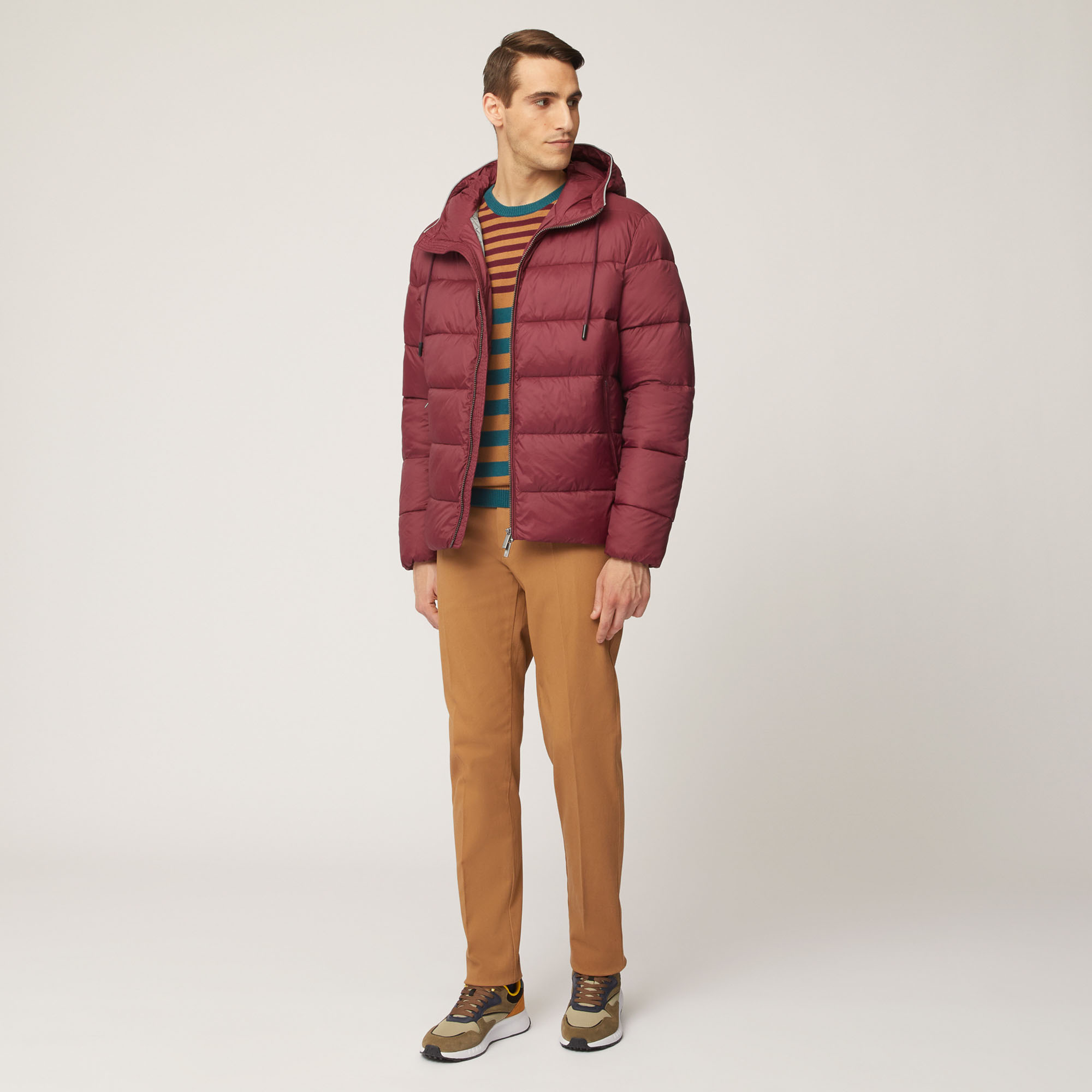 Giubbotto Trapuntato Con Zip E Cappuccio, Rosso Scuro, large image number 3