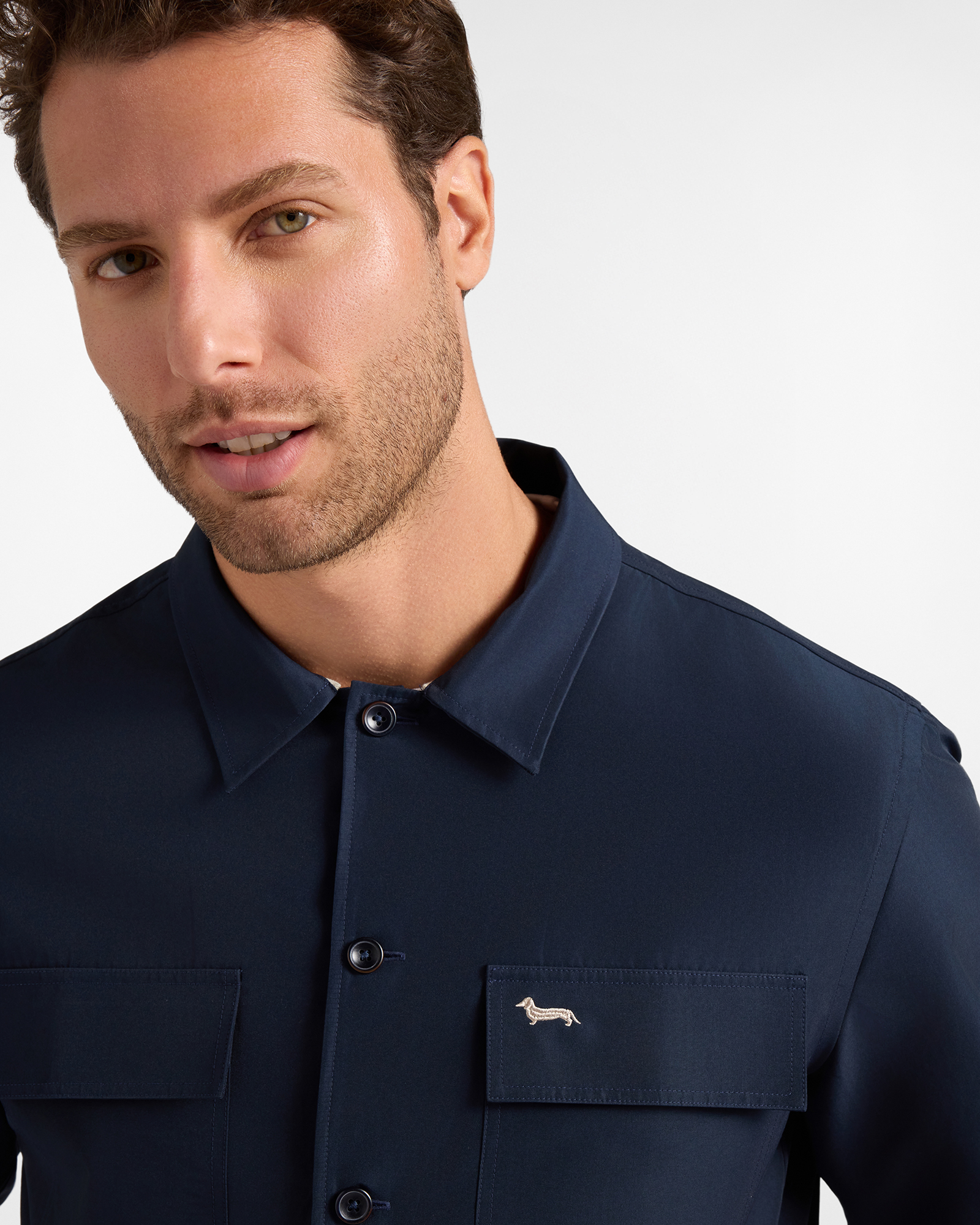 Men's oversized water-repellent overshirt, NAVY BLUE, large