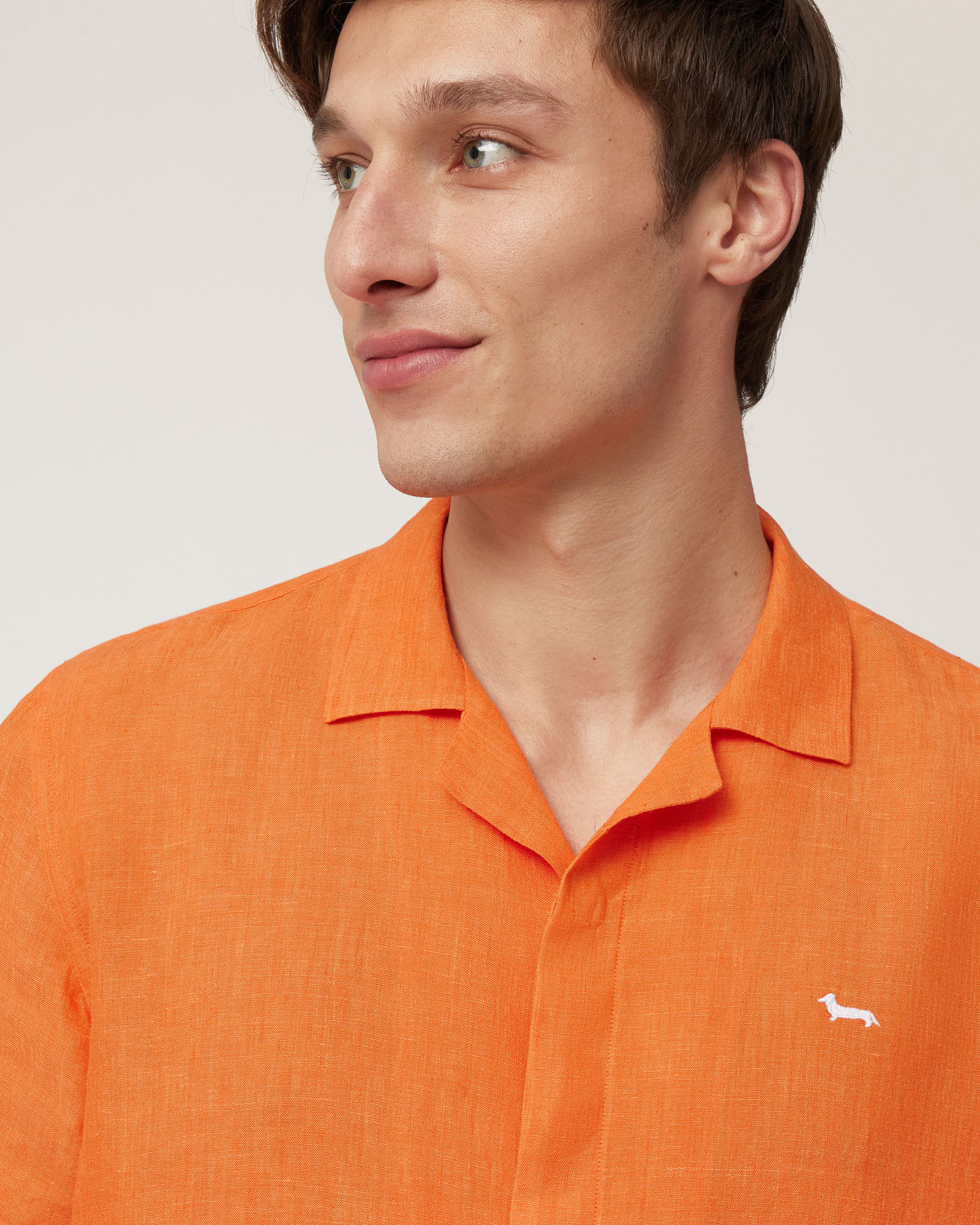 Linen Bowling Shirt, Orange, large image number 2