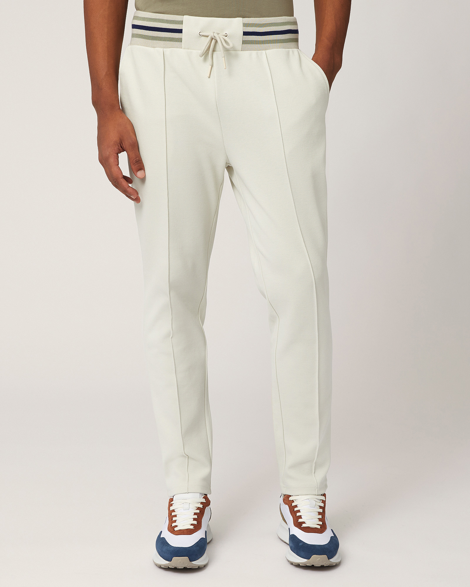 Pantalones con cintura a rayas, Beige, large image number 0