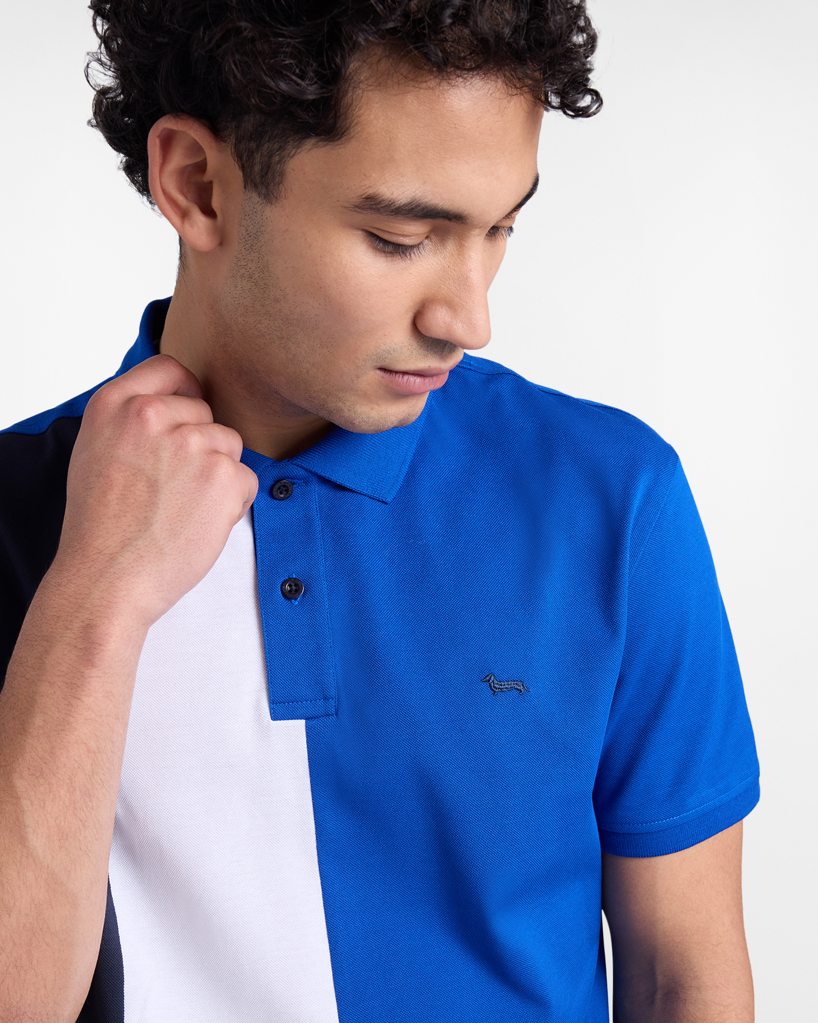 Men's color block piqu&eacute; polo shirt, Blue, large image number 2