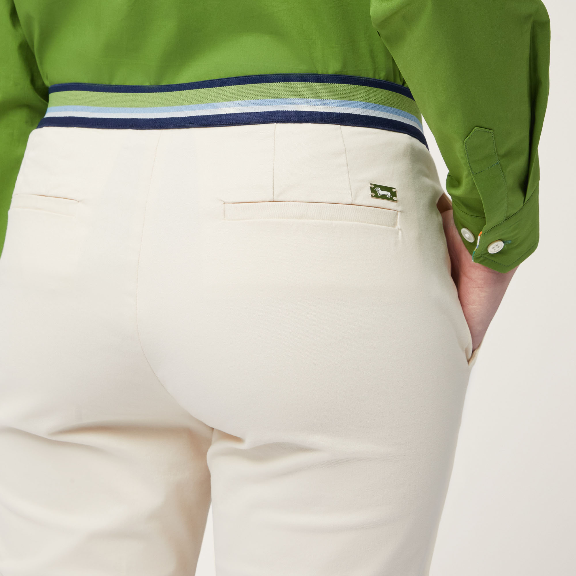 Pantaloni Con Elastico Rigato, Beige, large image number 2