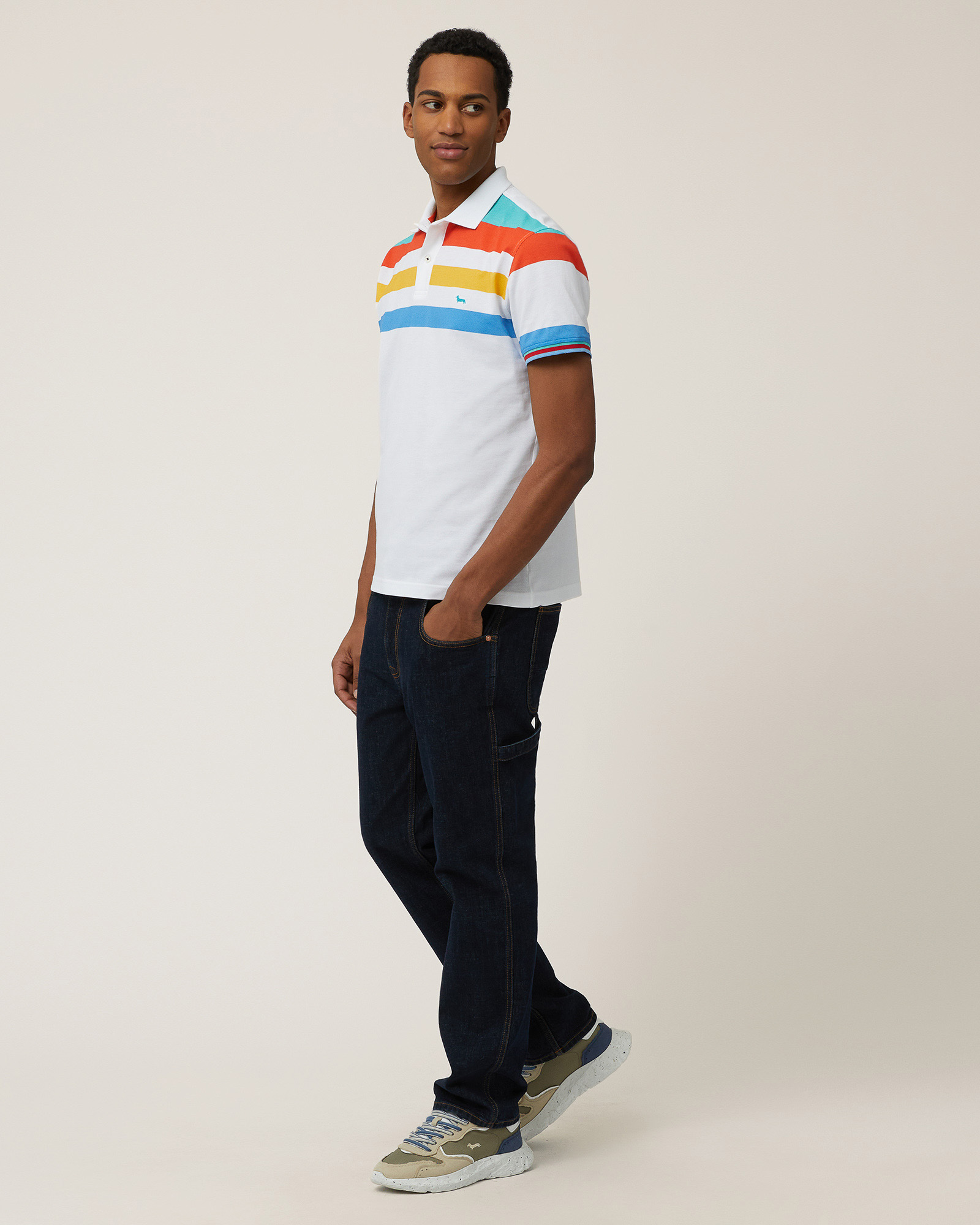 Poloshirt aus Baumwolle mit Streifenprint, Jade, large image number 3