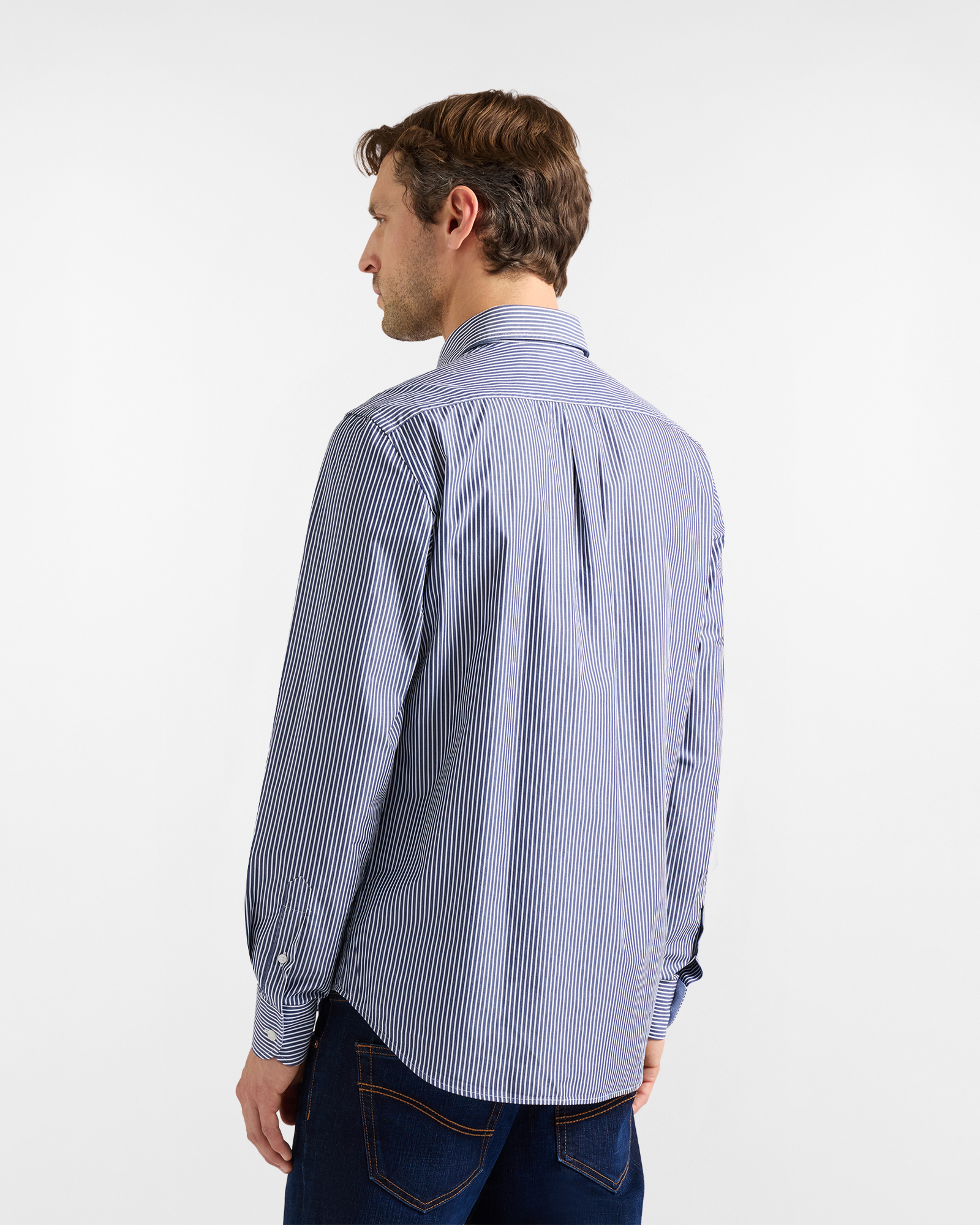 Chemise &agrave; rayures coupe classique, Bleu Marine, large image number 2