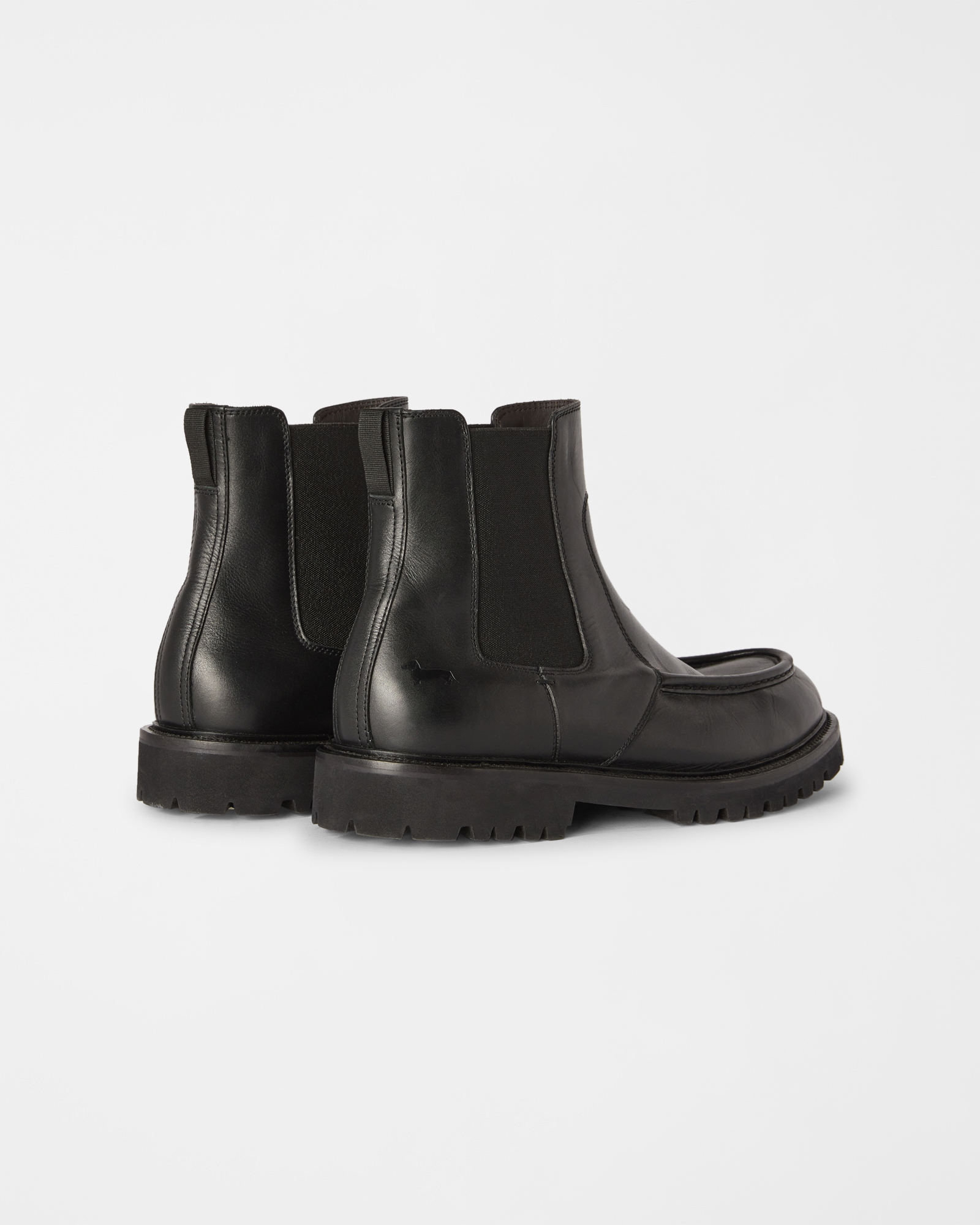 Chelsea boot Uomo in vera pelle con punta cucita stile mocassino, NERO, large