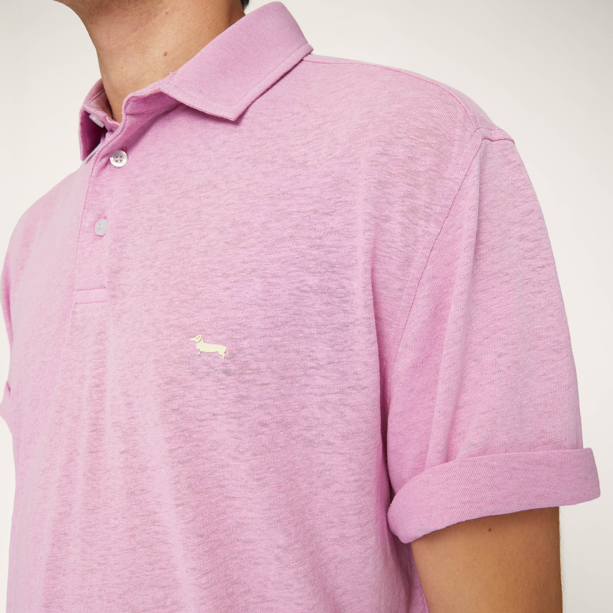 Cotton and Linen Jersey Polo, Lilac, large image number 2