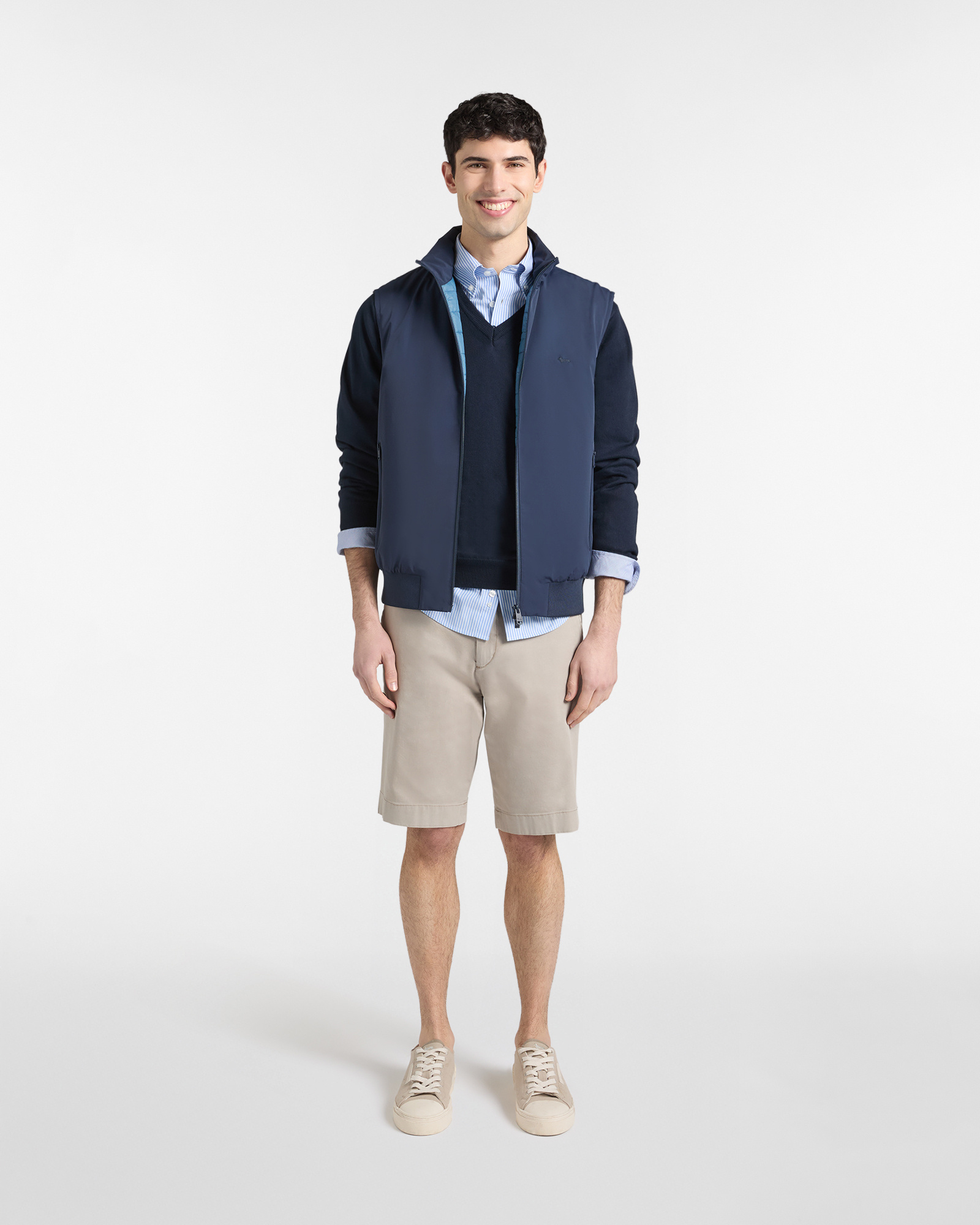 Gilet Uomo in Nylon Con Ricamo, Blu Navy, large image number 3