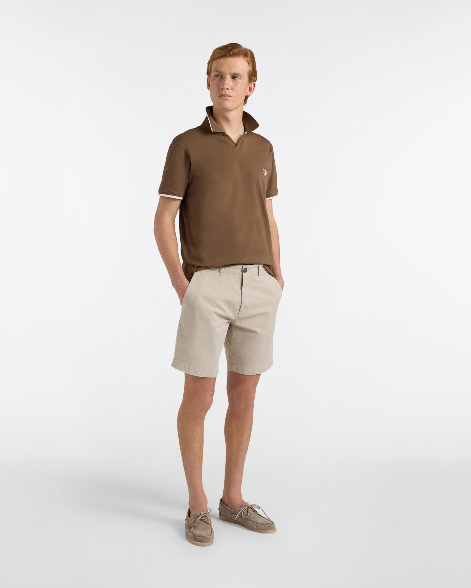 Polo uomo regular fit cotone piquet, Marrone chiaro, large image number 3